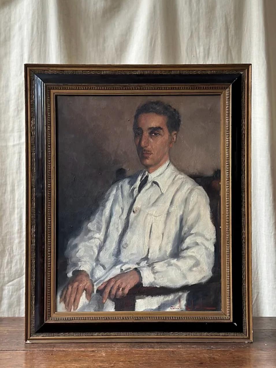 Portrait Of Dr. Josep Sarró i Condeminas By Rossend Gonzalez Carbonell Signed In Good Condition In London, England