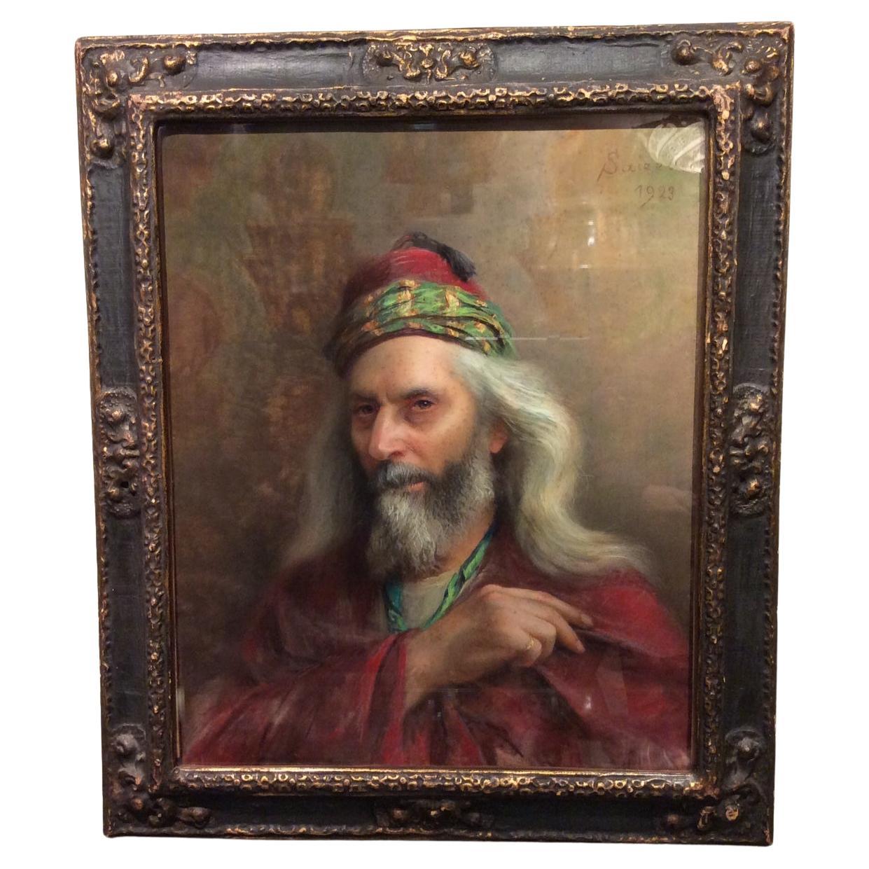 Portrait of Ephraim - Pastel signed SAIZEDE 1923 For Sale