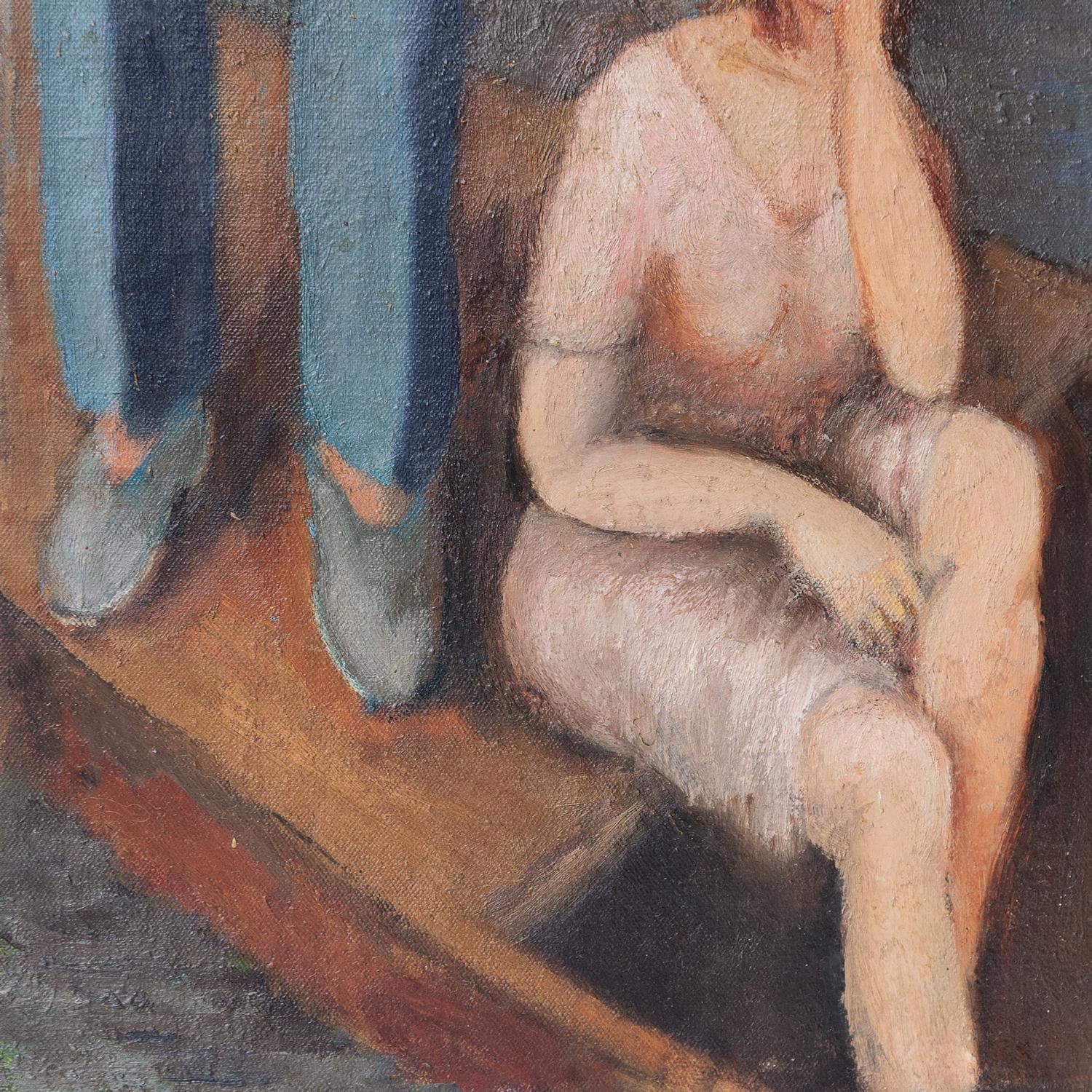 Hand-Painted Vintage Portrait of a Woman Boating, Original Oil on Canvas Painting Early 20thC