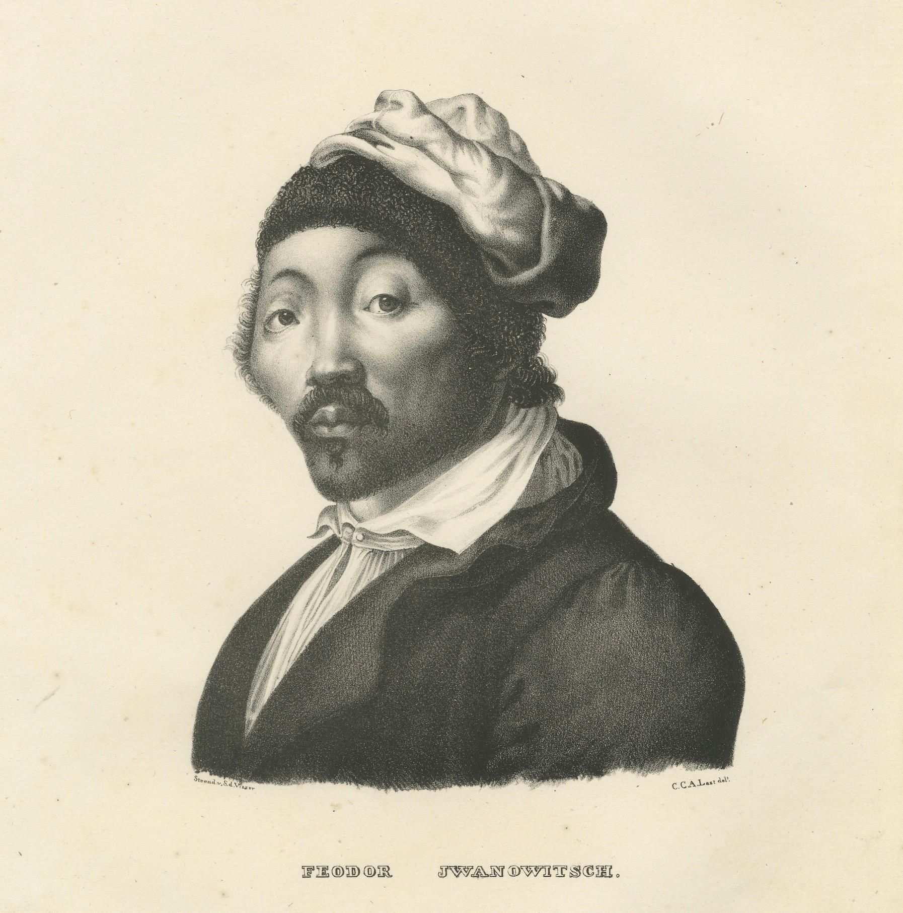 Mid-19th Century Portrait of Feodor Iwanowitsch, a Kalmyk, by Karl Joseph Brodtmann, Zurich 1836 For Sale