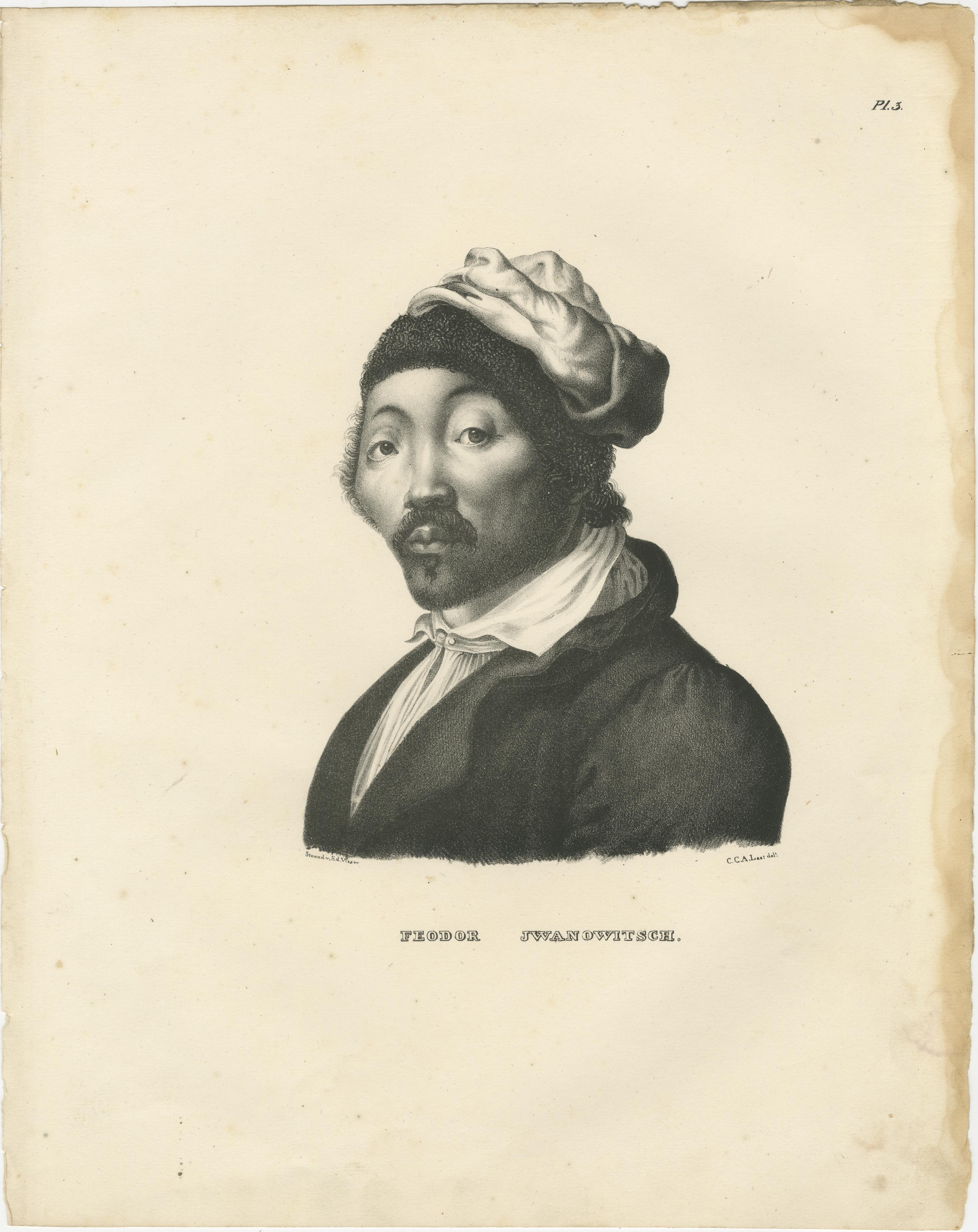 Paper Portrait of Feodor Iwanowitsch, a Kalmyk, by Karl Joseph Brodtmann, Zurich 1836 For Sale