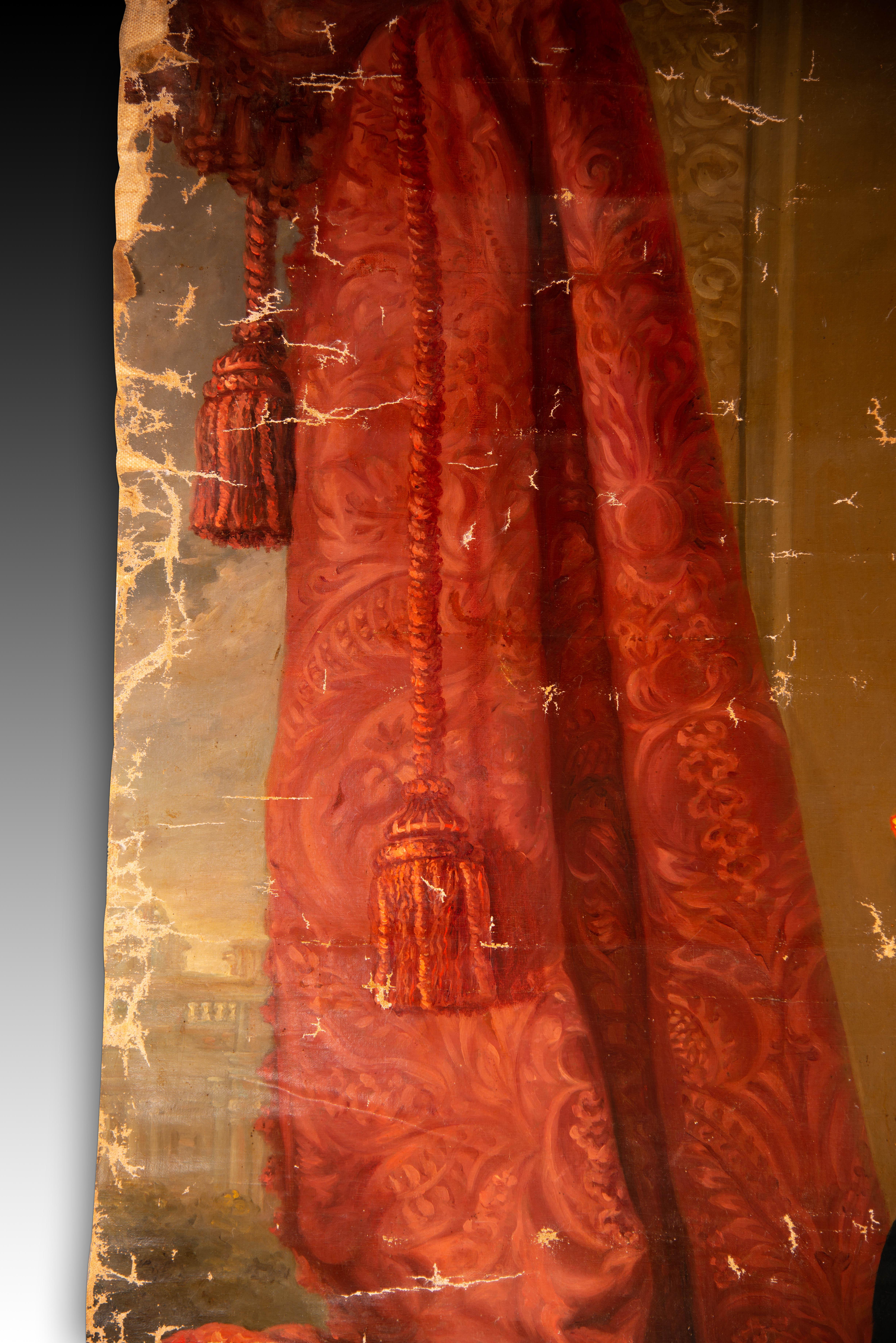 Portrait of Fernando Fernandez de Cordoba and Valcarcel. Oil on canvas. In Distressed Condition In Madrid, ES
