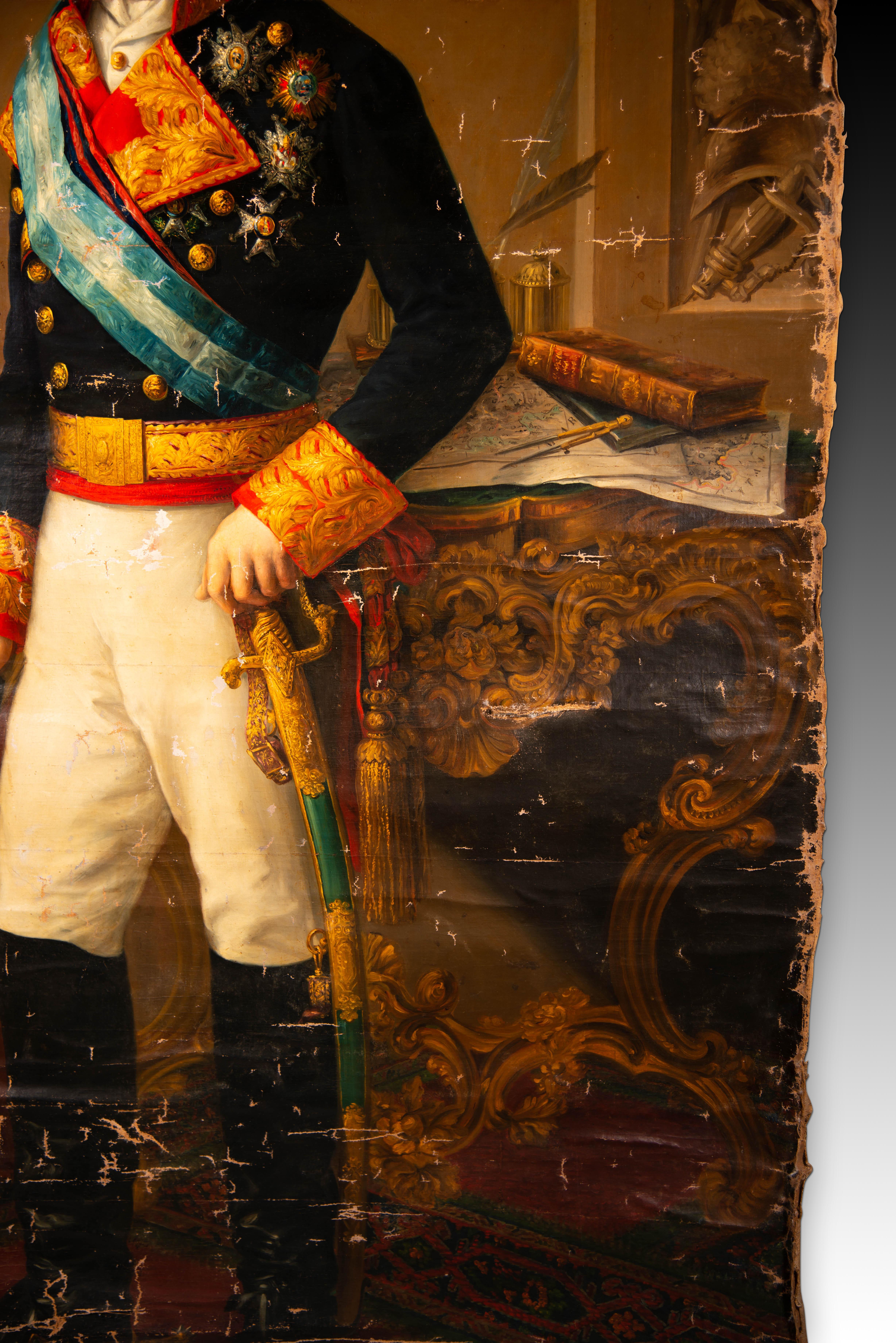 19th Century Portrait of Fernando Fernandez de Cordoba and Valcarcel. Oil on canvas.
