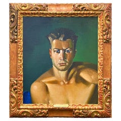 "Portrait de Gene Tunney" - Peinture saisissante et importante de la légende de la boxe par Luks