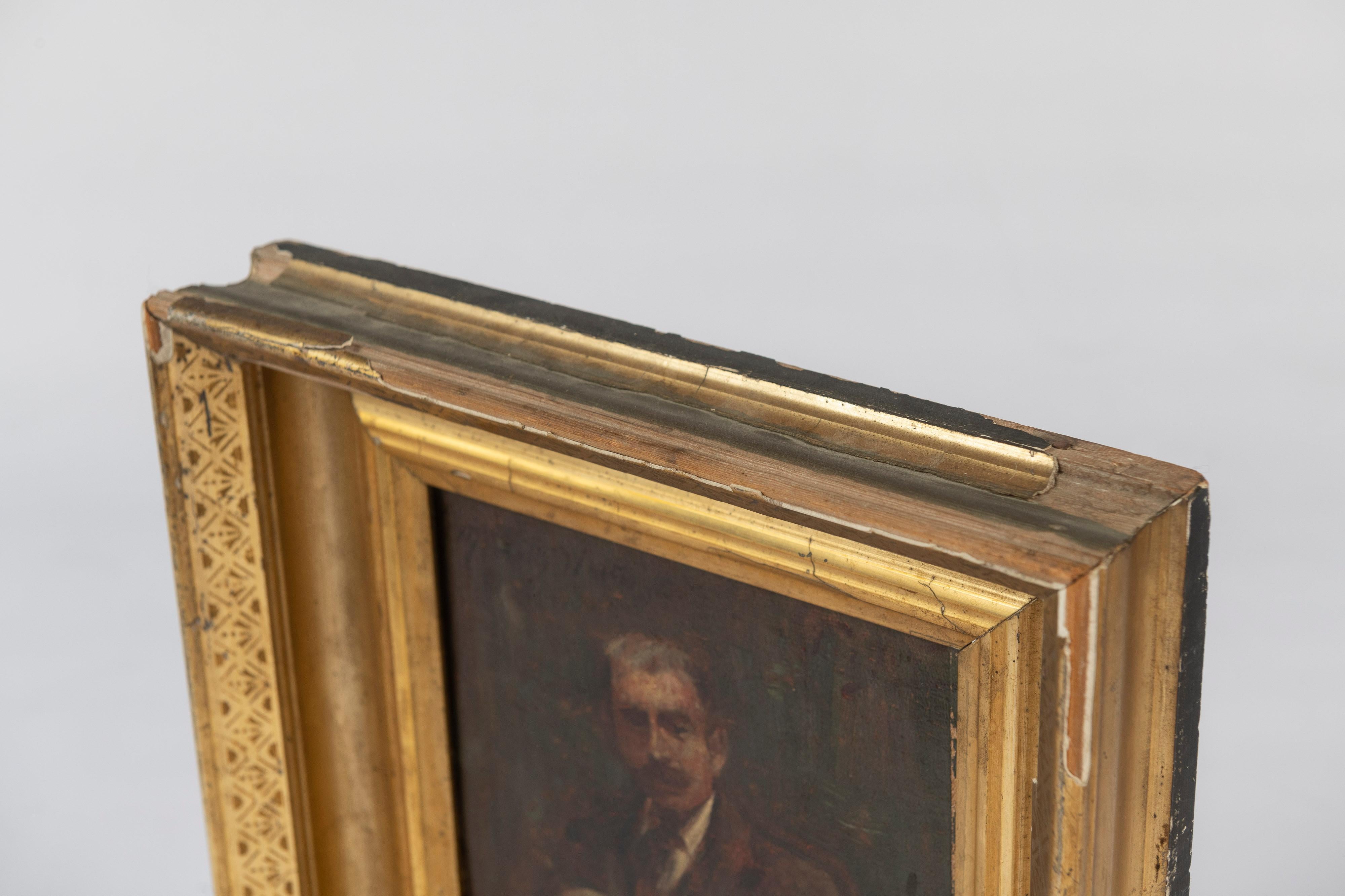 Doré Portrait d'un gentleman, huile sur toile, cadre doré en vente