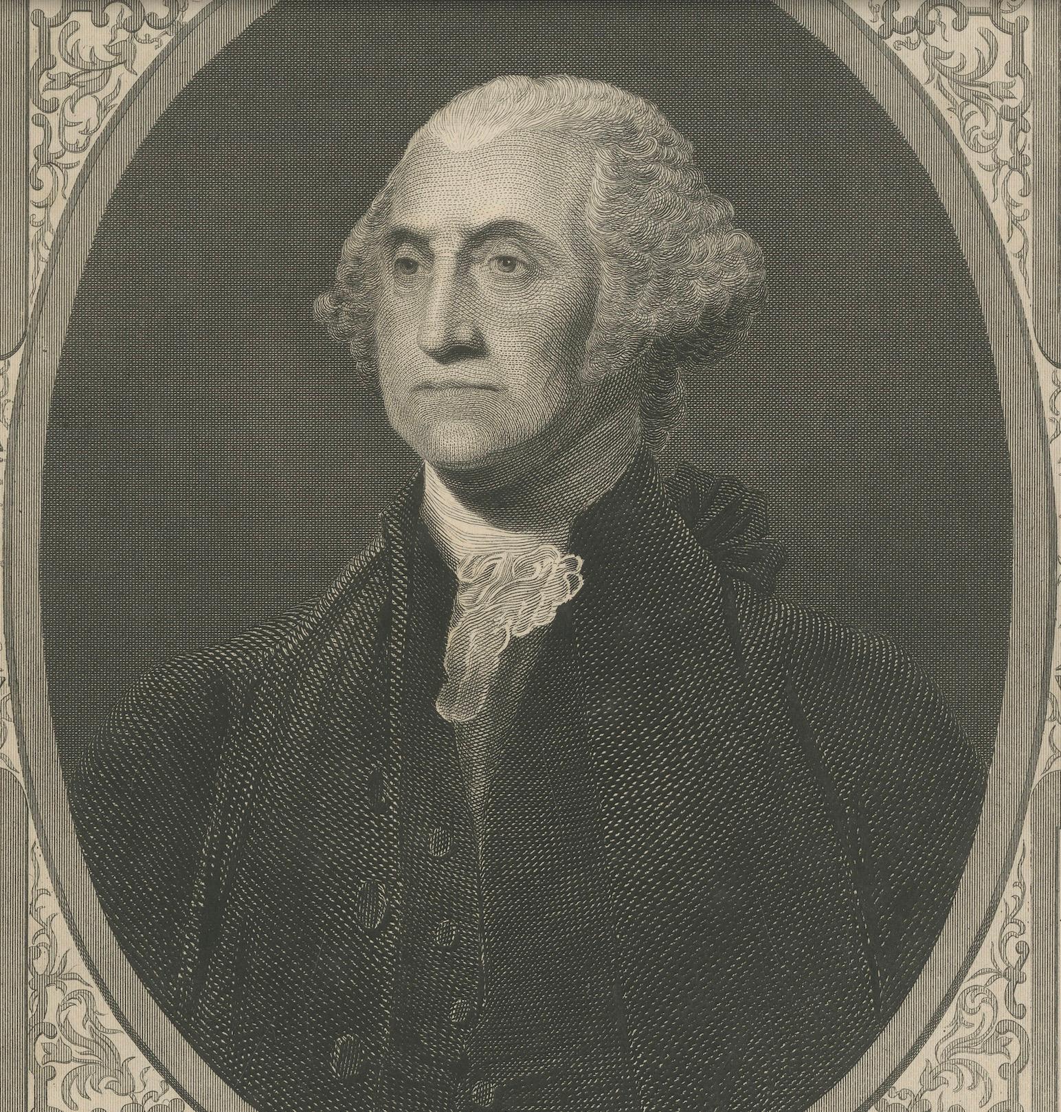 Retrato de George Washington - Grabado de mediados del siglo XIX en Bueno estado para la venta en Langweer, NL