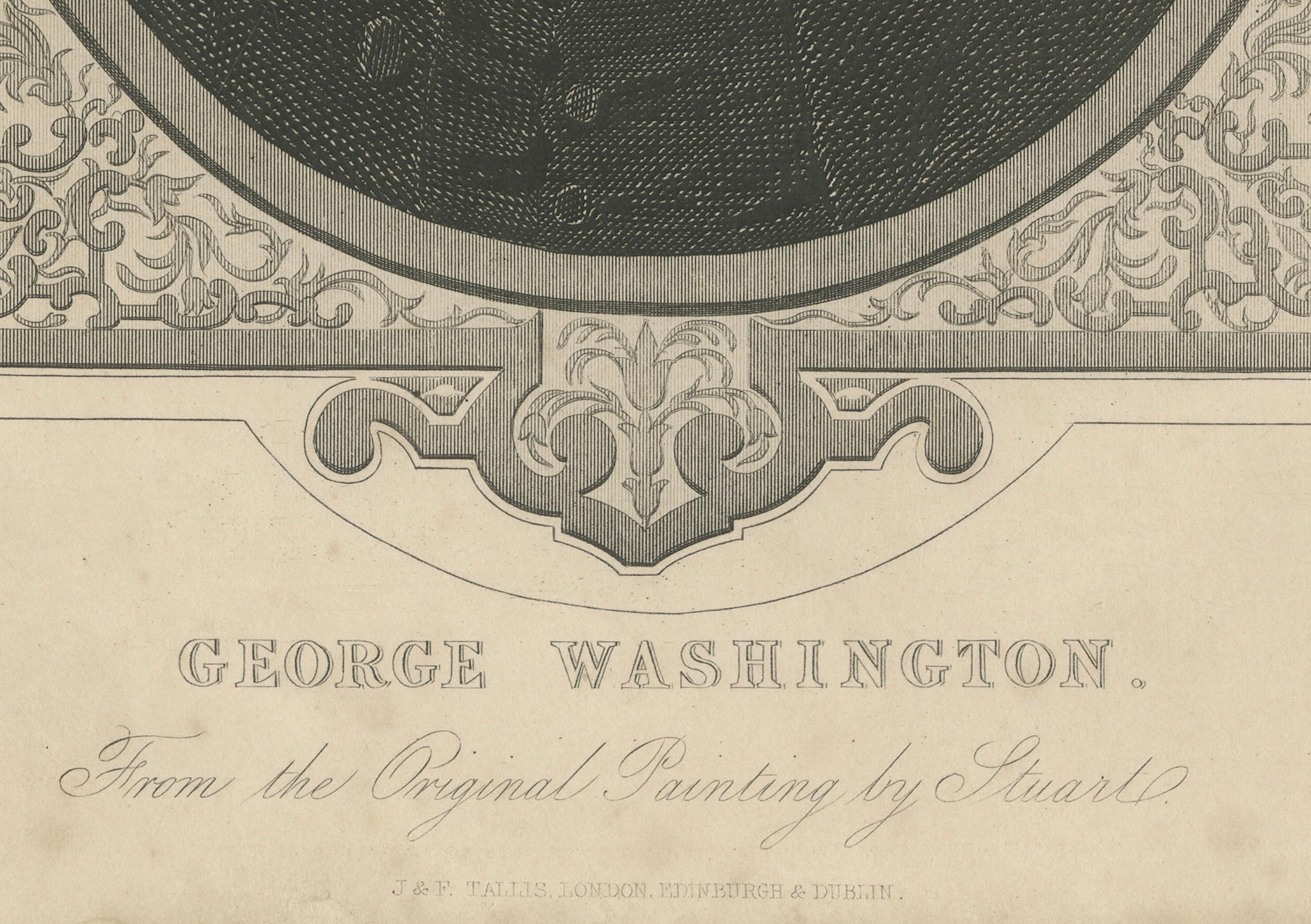 Retrato de George Washington - Grabado de mediados del siglo XIX Papel en venta
