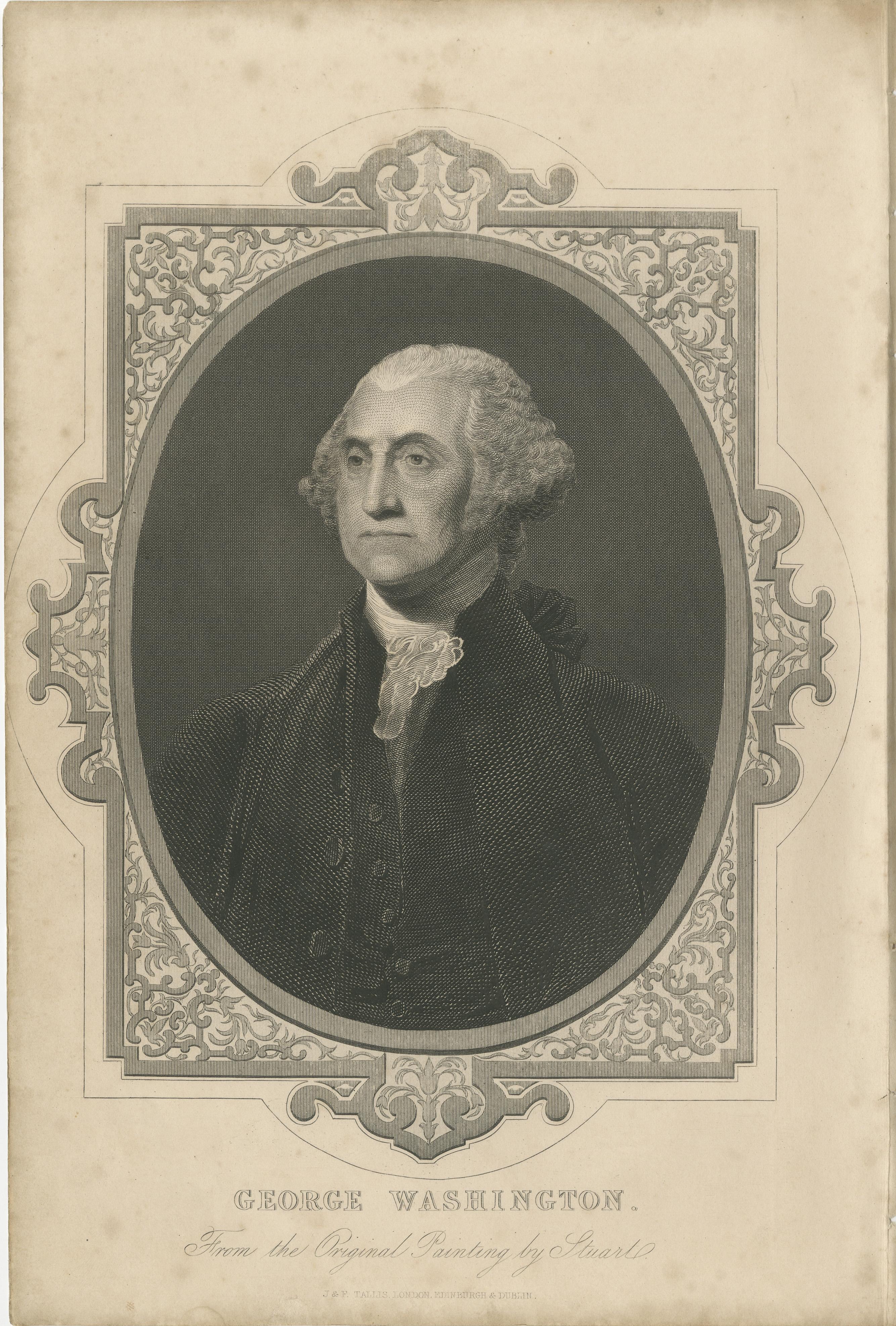 Retrato de George Washington - Grabado de mediados del siglo XIX en venta 4