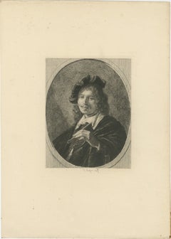 Portrait of Gerrit Dou — Etching by Paul Adolphe Rajon after Dutch Master, 1876