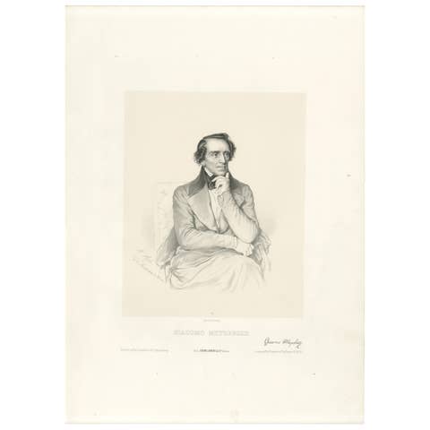 Portrait of Giacomo Meyerbeer by Le Gout-Gérard – 19th Century Lithograph, 1855