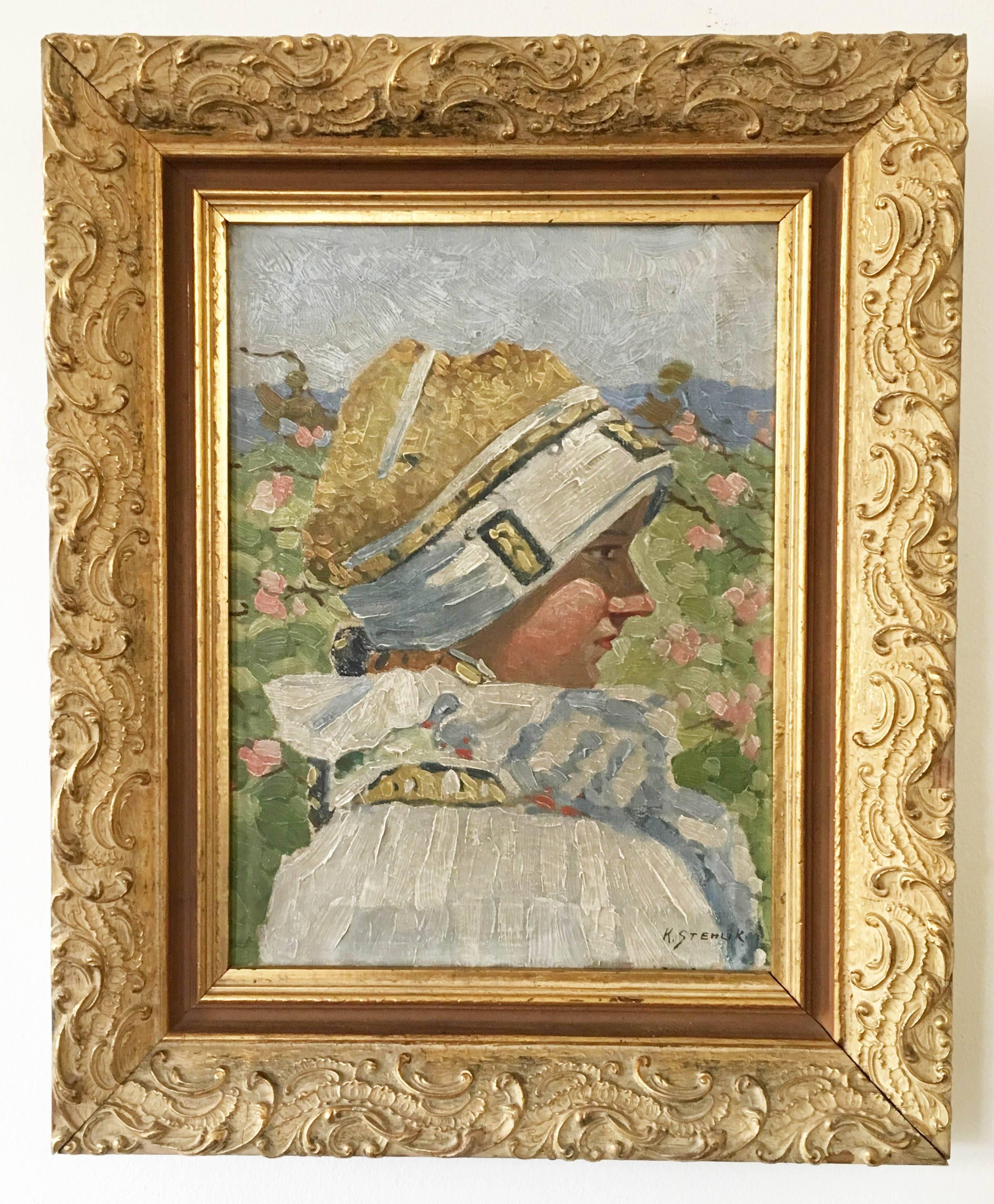 Porträt eines Mädchens von Karel Stehlik (Mitte des 20. Jahrhunderts) im Angebot