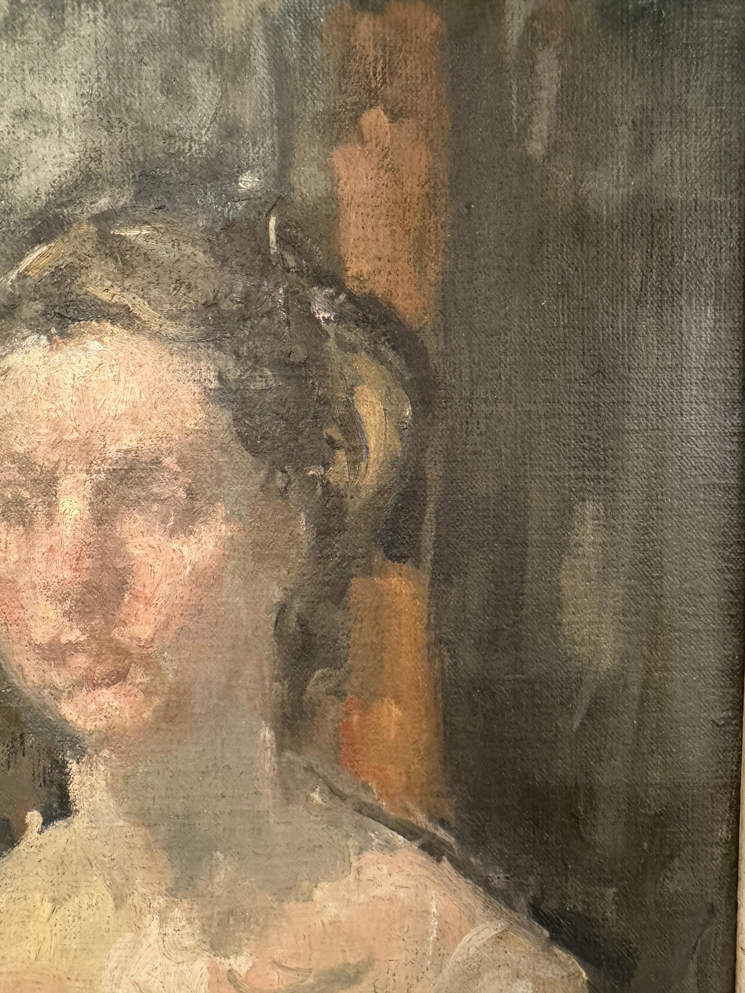 PORTRAIT DES MÄDCHEN IN BLAU von Martin Yeoman (geb. 1953) im Zustand „Gut“ im Angebot in Basildon, GB