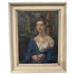 PORTRAIT OF GIRL IN BLUE by Martin Yeoman (b 1953)