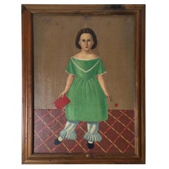 Retrato de niña con libro y flor