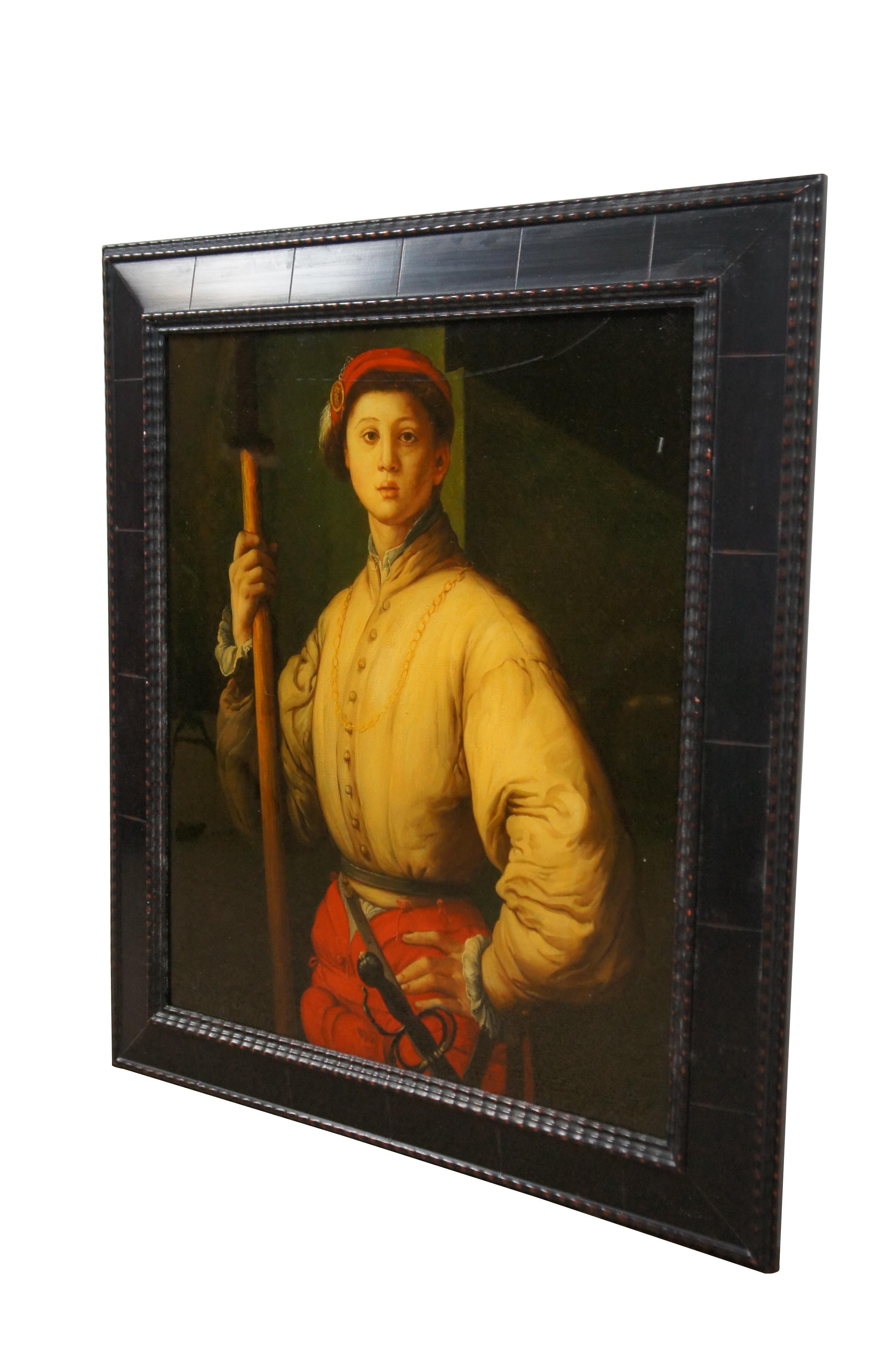 Rinascimento Ritratto di alabardiere Cosimo de Medici Soldato Pittura ad olio dopo Pontormo 30