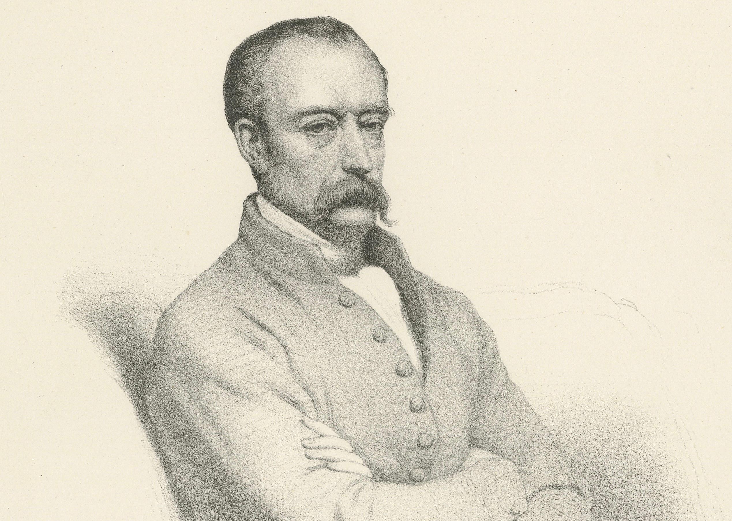 Retrato de Horace Vernet por Le Gout-Gérard - Litografía del siglo XIX, ca.1855 Francés en venta