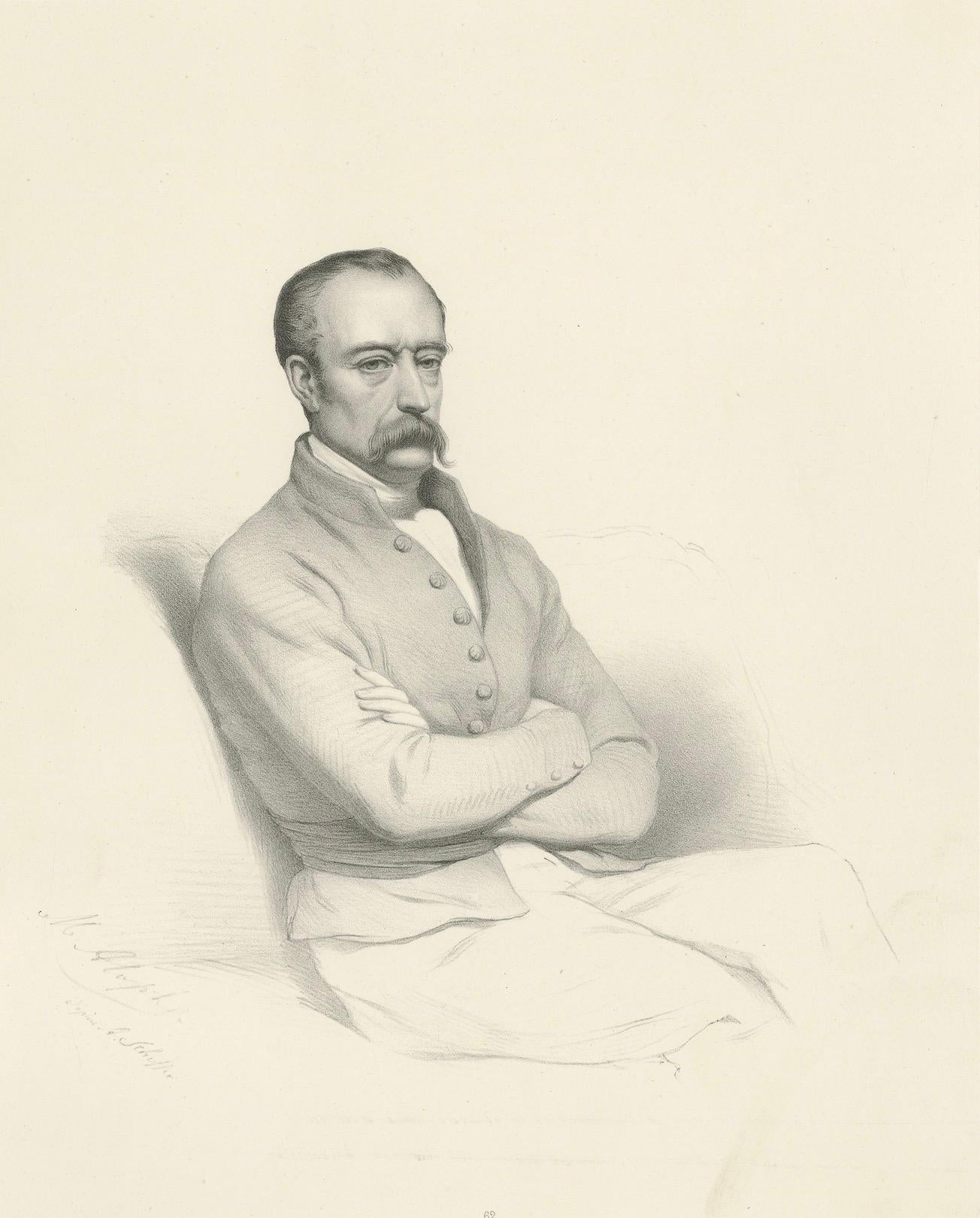 Retrato de Horace Vernet por Le Gout-Gérard - Litografía del siglo XIX, ca.1855 Papel en venta