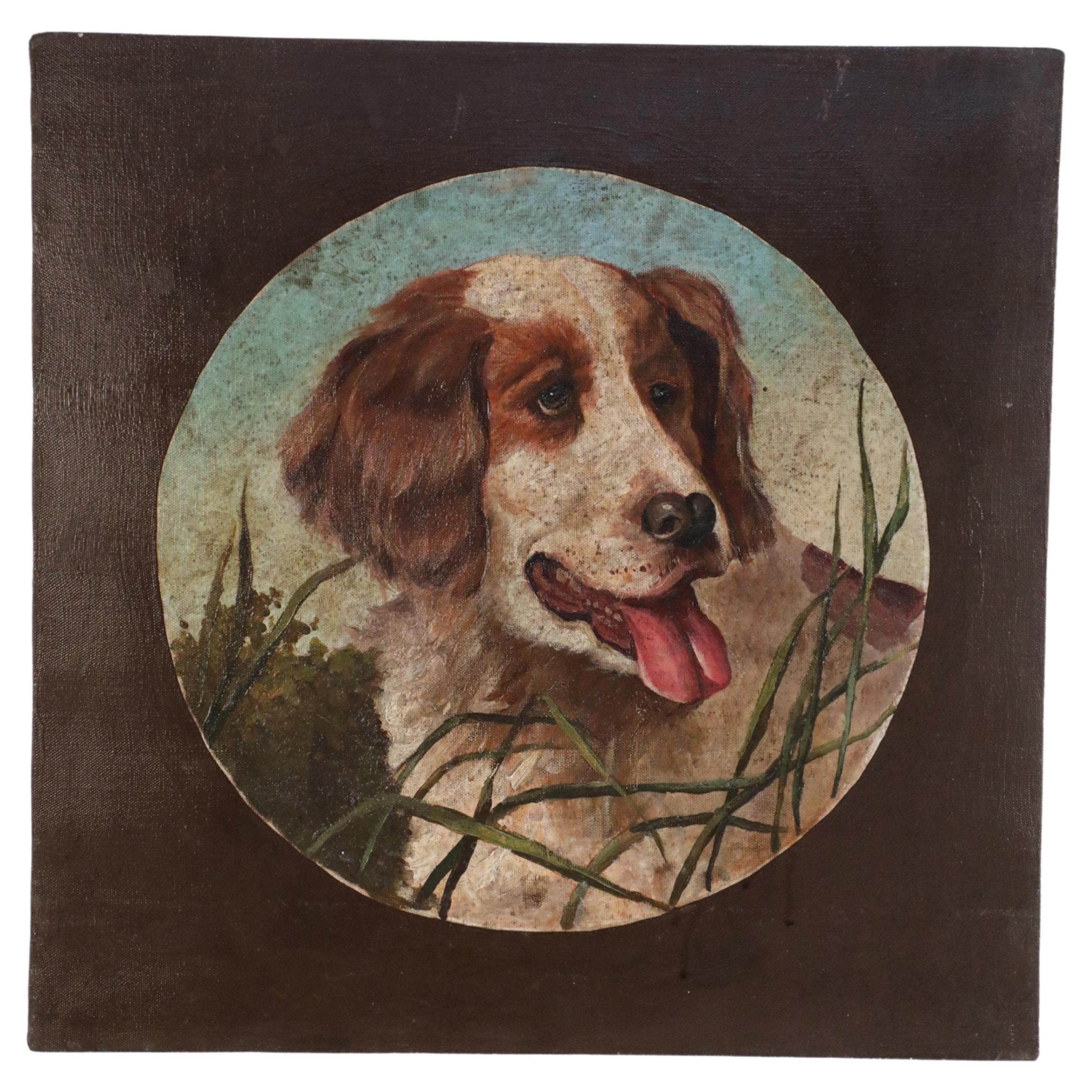 Portrait of Hunting Dog Oil Painting on Canvas For Sale