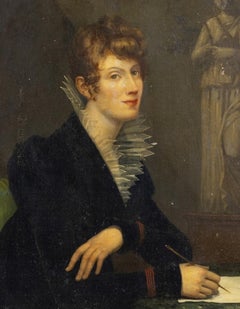 "Portrait of Ida Müller, Single Woman "Scholderer" by Hans Thoma 19th Century