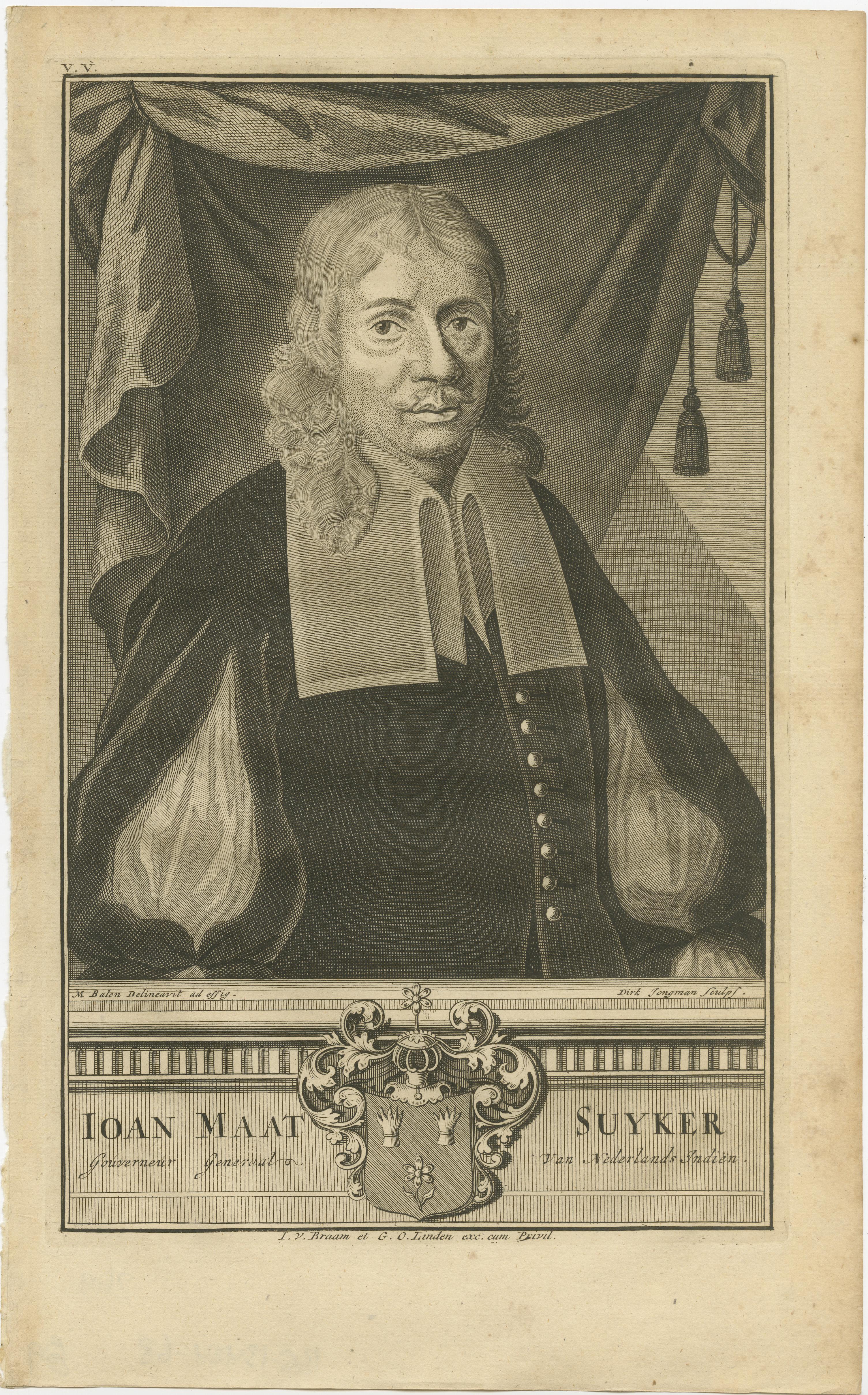 Retrato de Ioan Maat Suyker: Gobernador General de las Indias Orientales Holandesas, 1724 Papel en venta