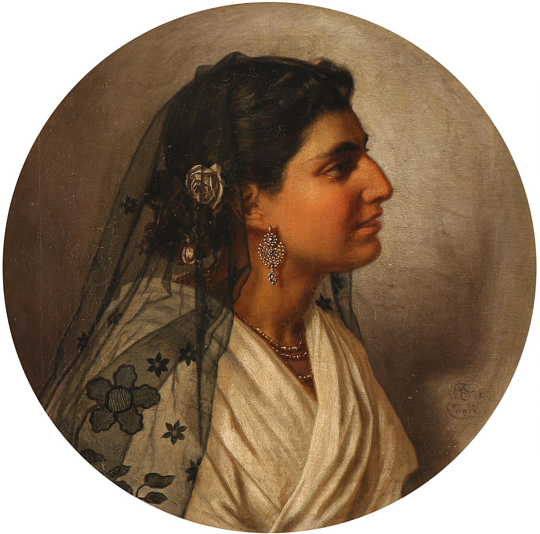 Wenzel Tornøe: Portrait of an Italian woman. Signed with monogram and dated Capri 1872. Oil on canvas.
