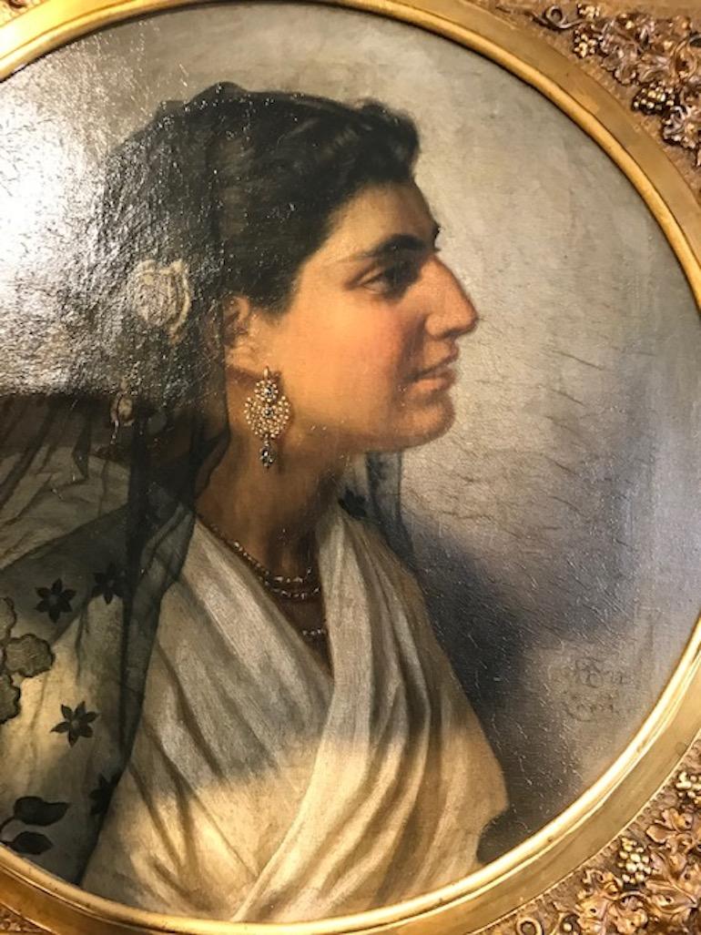 Danish Portrait of Italian Woman by Wenzel Tornøe For Sale