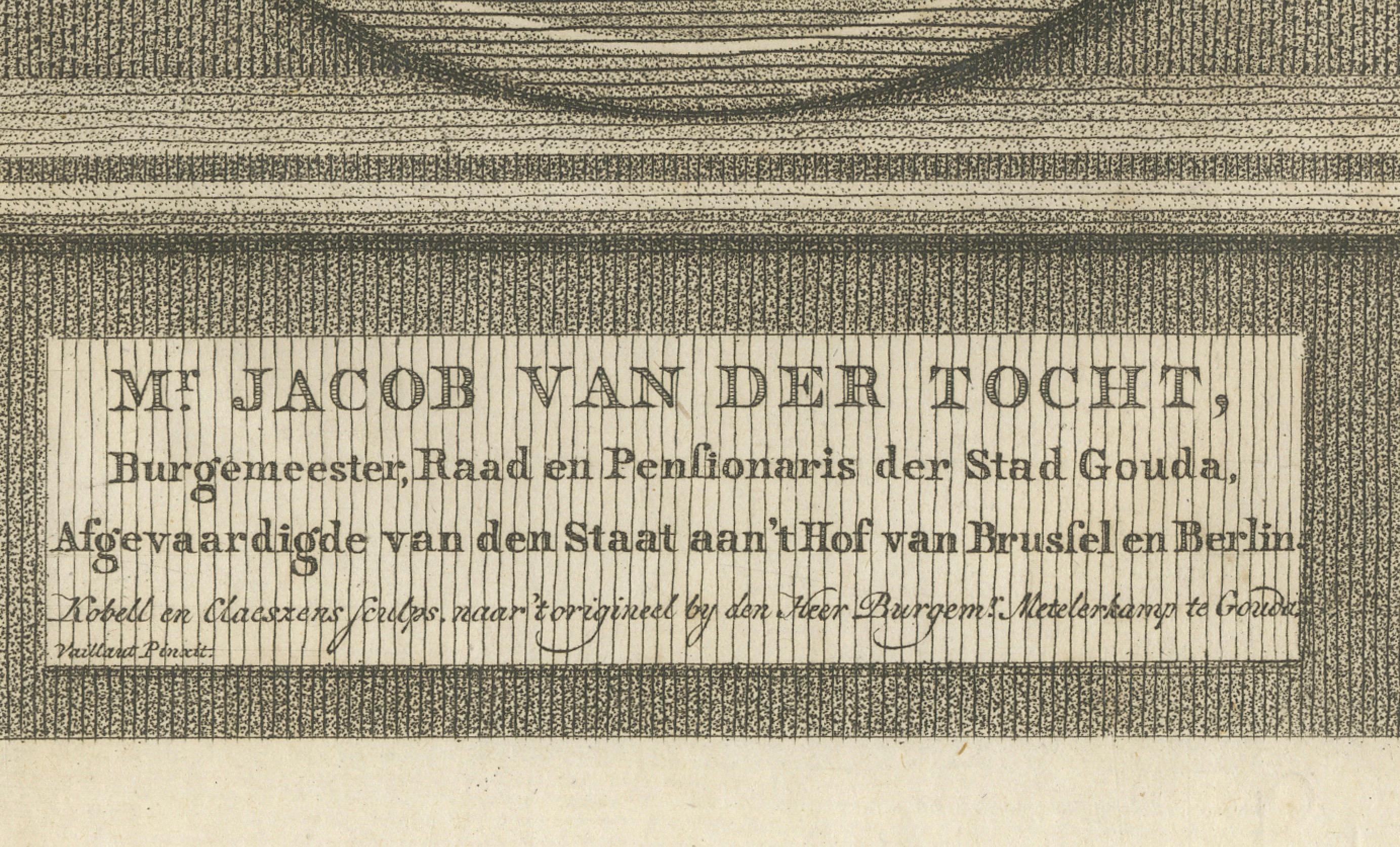 Néerlandais Portrait de Jacob van der Vancht - Maire de Gouda, gravé par Claessens, 1794 en vente