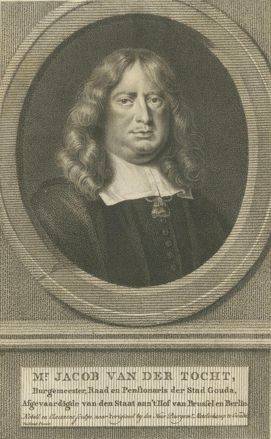 XVIIIe siècle Portrait de Jacob van der Vancht - Maire de Gouda, gravé par Claessens, 1794 en vente