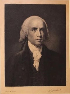 Portrait of James Madison, Signed by Jacques Reich, Etching, Circa 1911