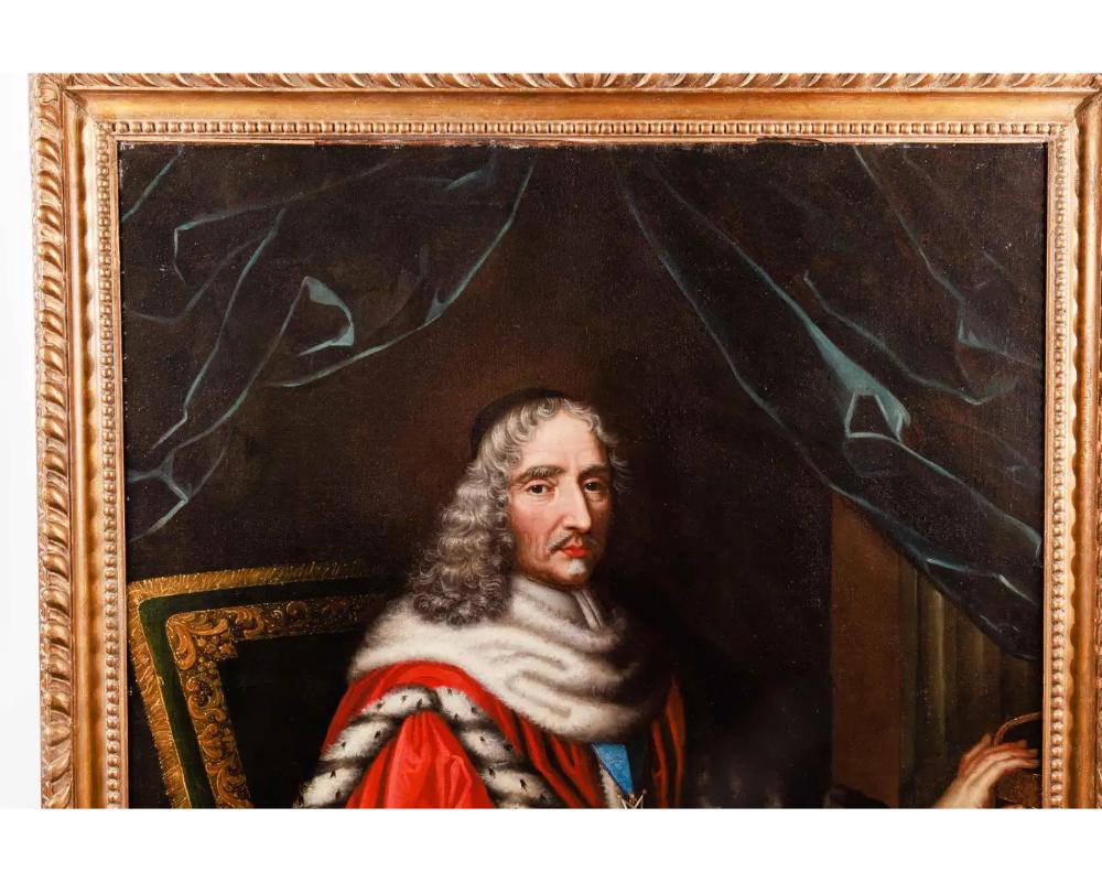 French Portrait of Jean-Antoine de Mesmes (Prémier Président), Oil on Canvas Painting C For Sale