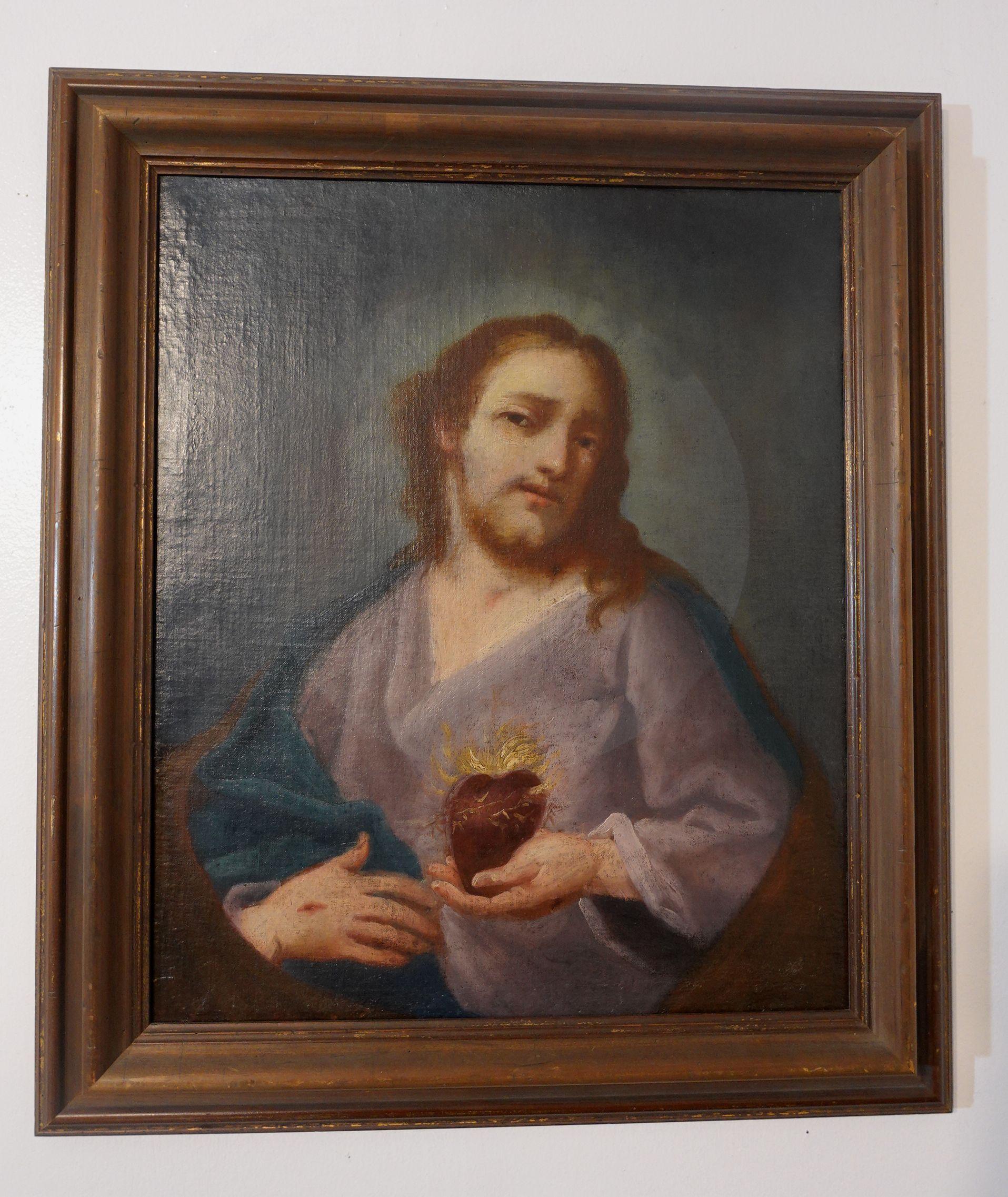 Portrait of Jesus Sacred Heart, oil on canvas, 17th or 18th century, unsigned, 20 x 16 inches.
Unsigned

Medium
Oil on canvas.


 