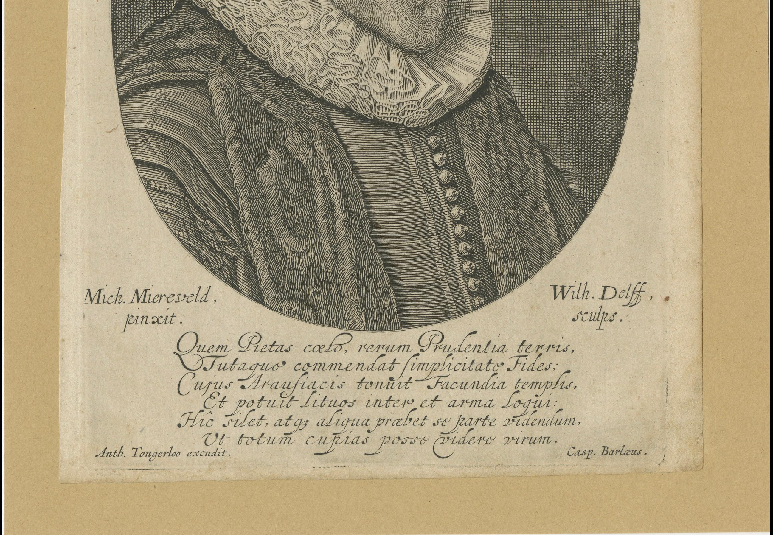Néerlandais Portrait de Johannes Wtenbogaert - chef des Remonstrants, gravure de Delff, 1632 en vente