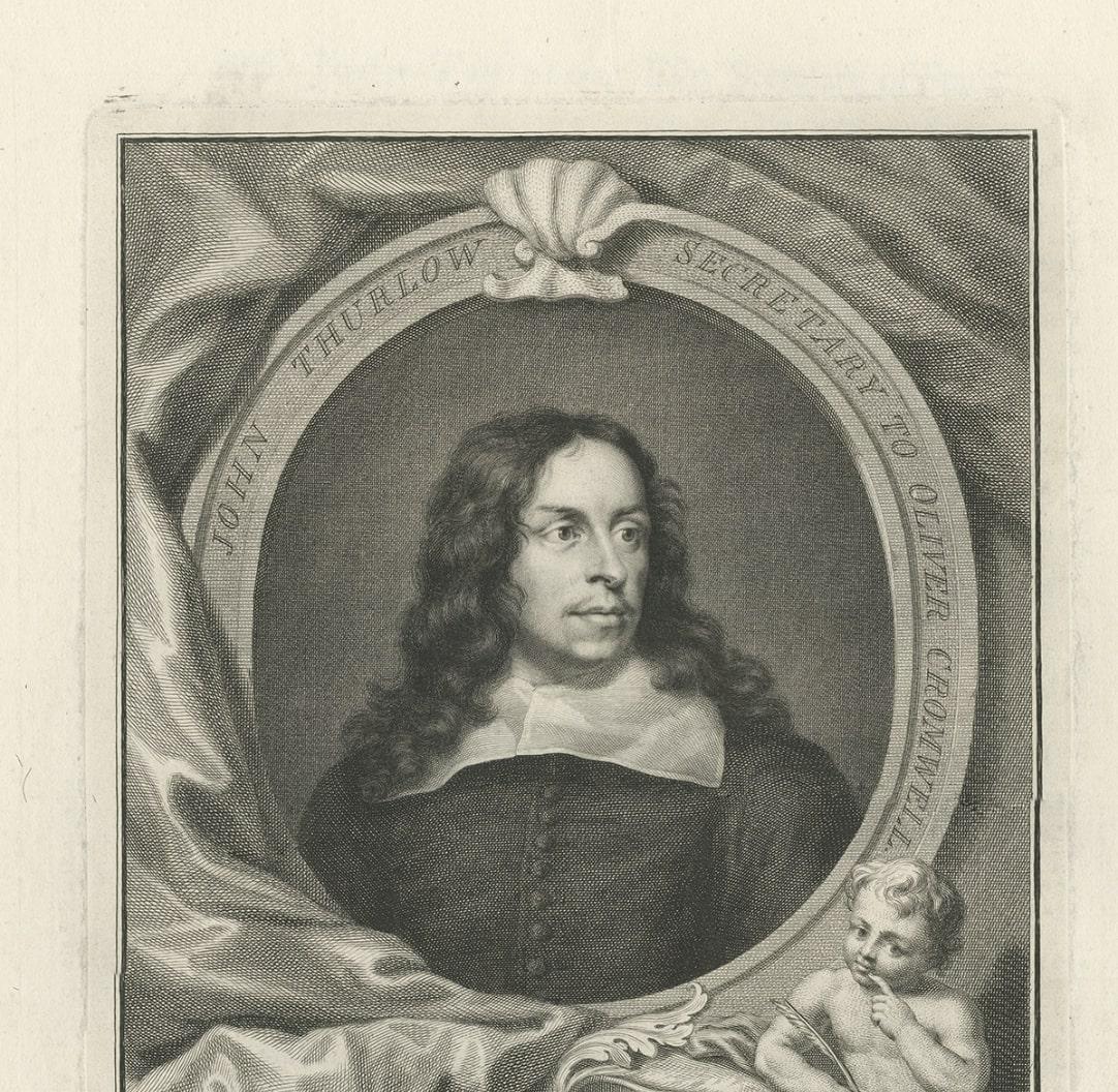 Portrait of John Thurloe, English Politician and Spymaster for Oliver Cromwell In Good Condition For Sale In Langweer, NL
