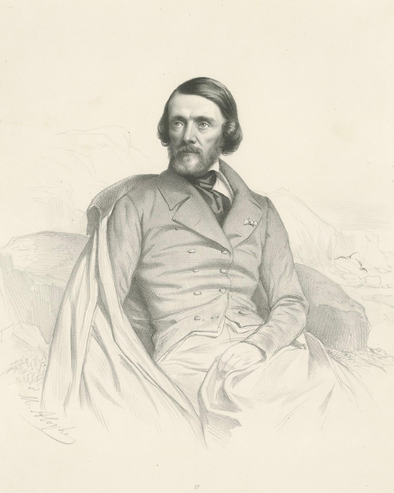 Retrato de Joseph Méry - Poeta y publicista francés, litografía del siglo XIX en Bueno estado para la venta en Langweer, NL