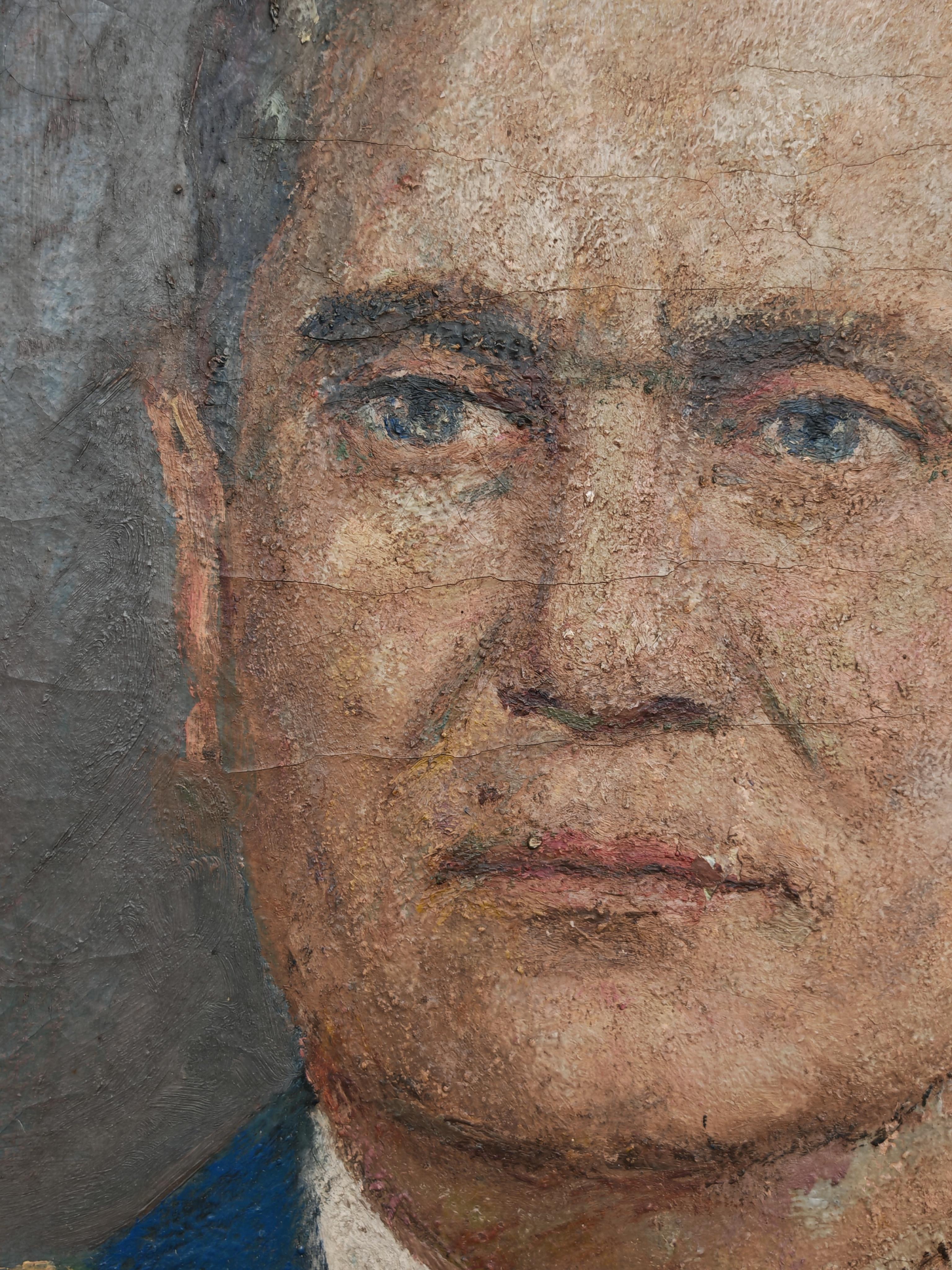 Porträt von Josip Broz Tito von Slobodan Garic, Öl auf Leinwand, Jugoslawien 1970 im Angebot 6