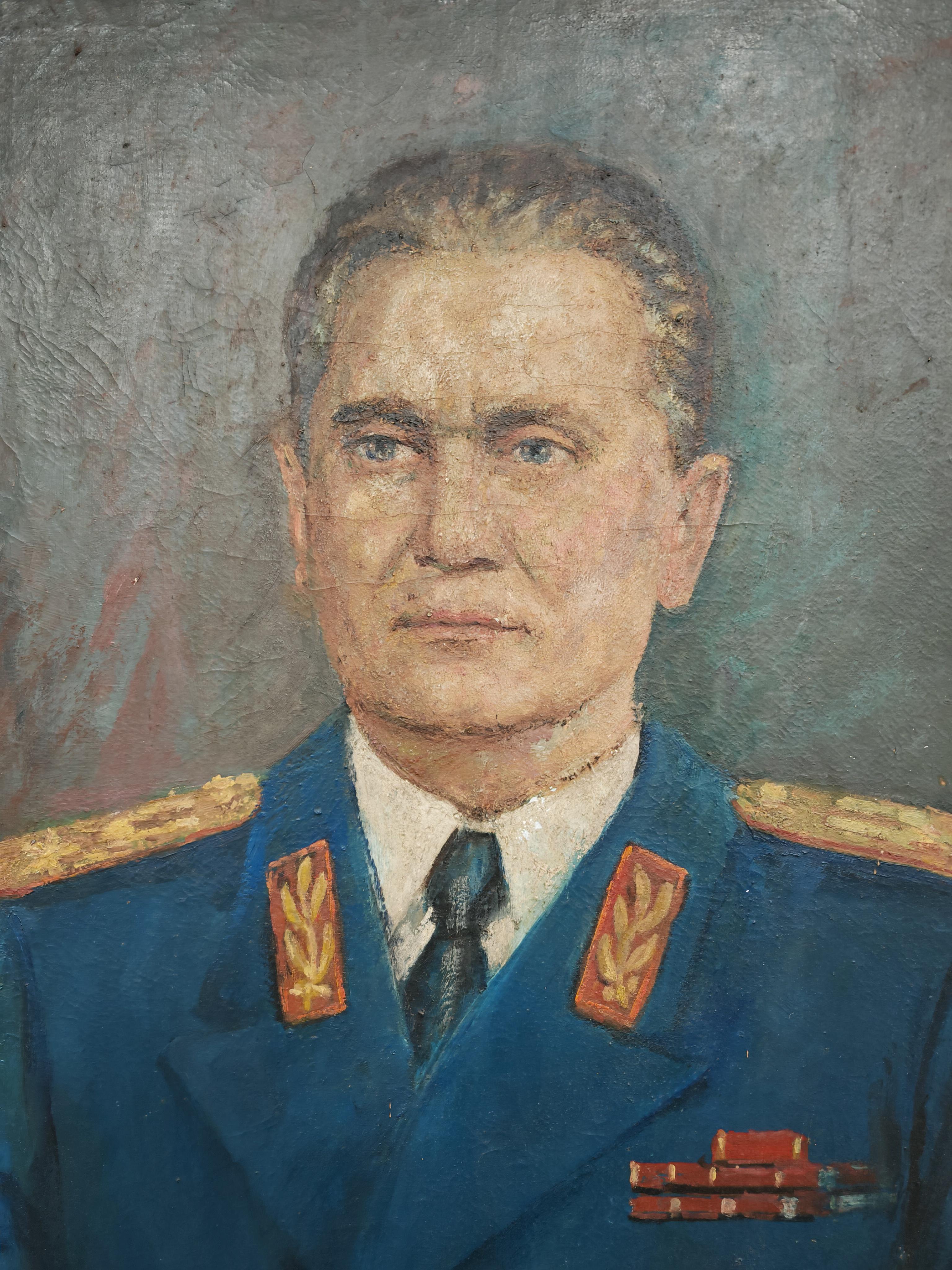 Porträt von Josip Broz Tito von Slobodan Garic, Öl auf Leinwand, Jugoslawien 1970 (Moderne) im Angebot