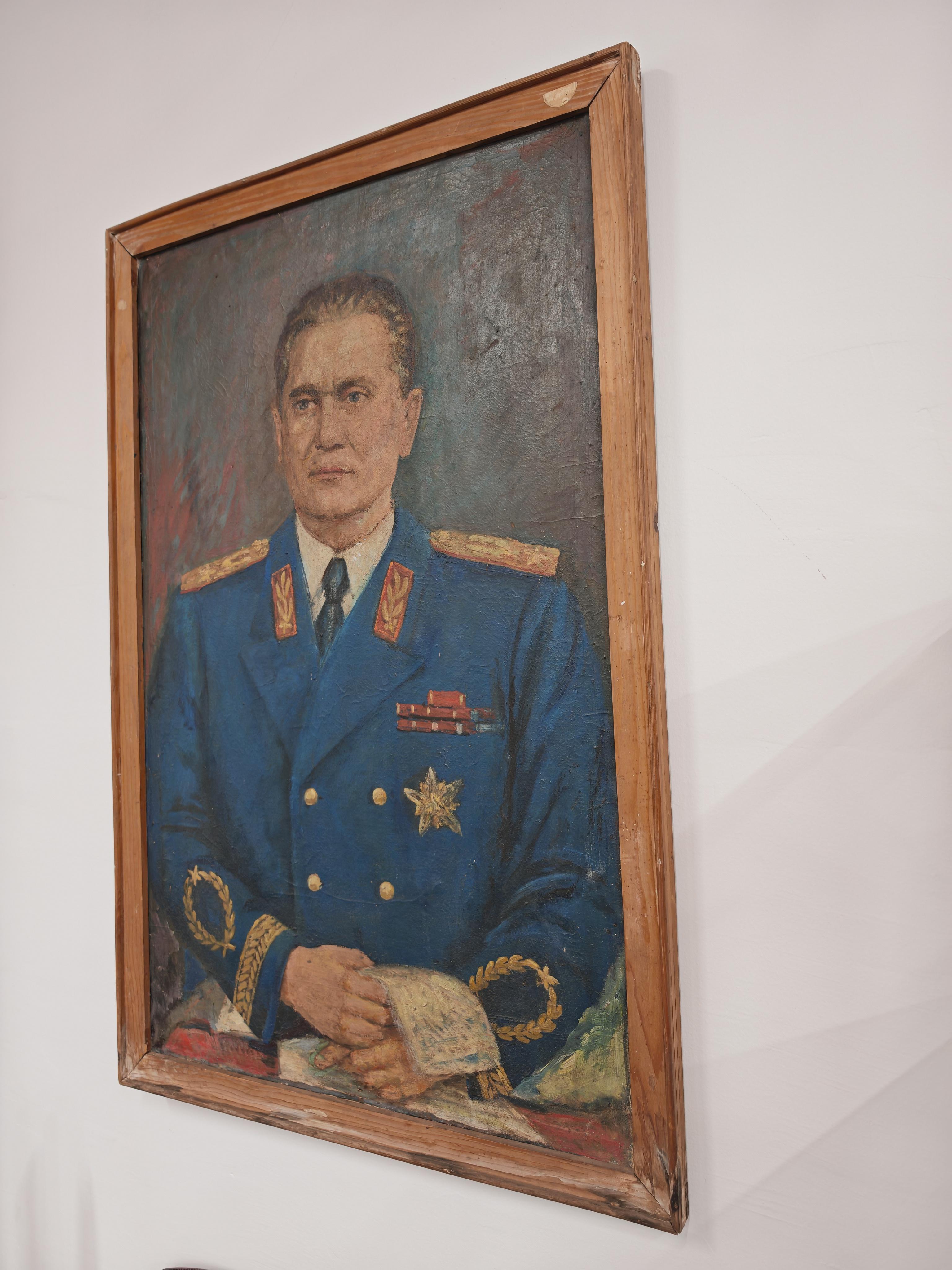 Porträt von Josip Broz Tito von Slobodan Garic, Öl auf Leinwand, Jugoslawien 1970 im Angebot 2