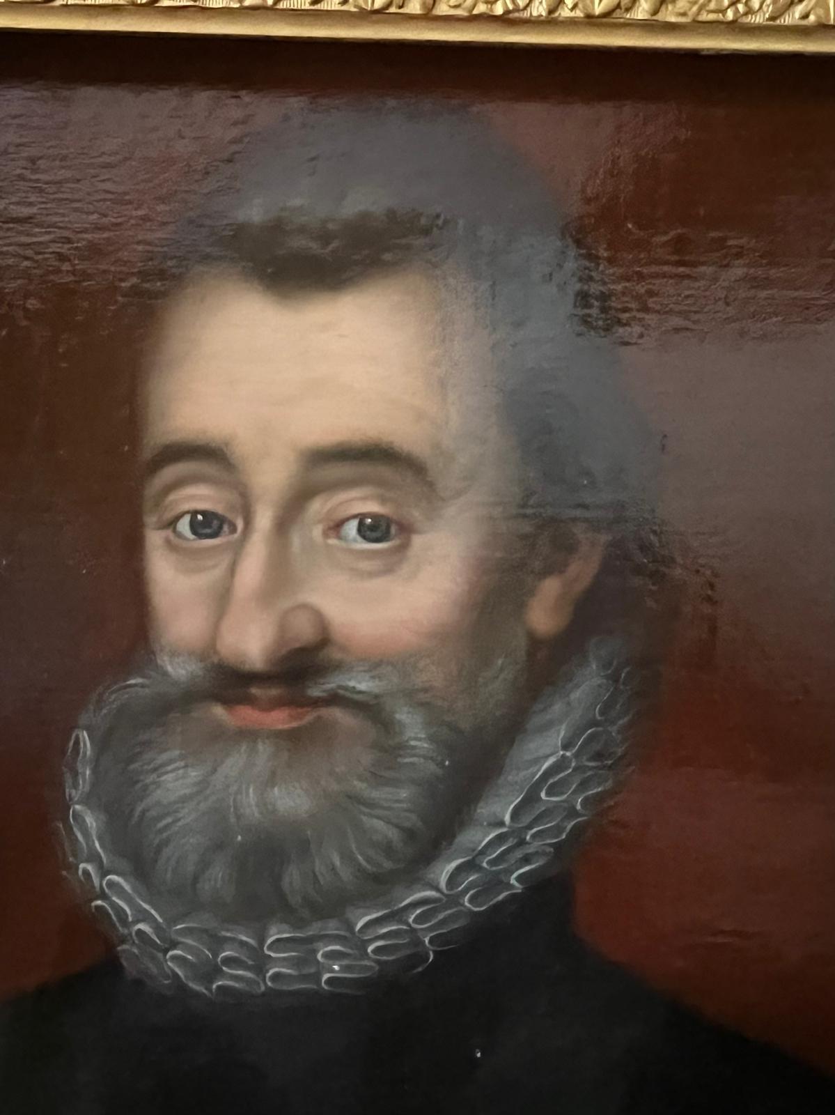 French Portrait of King Henri IV of France Oil on Canvas 1553-1610 For Sale