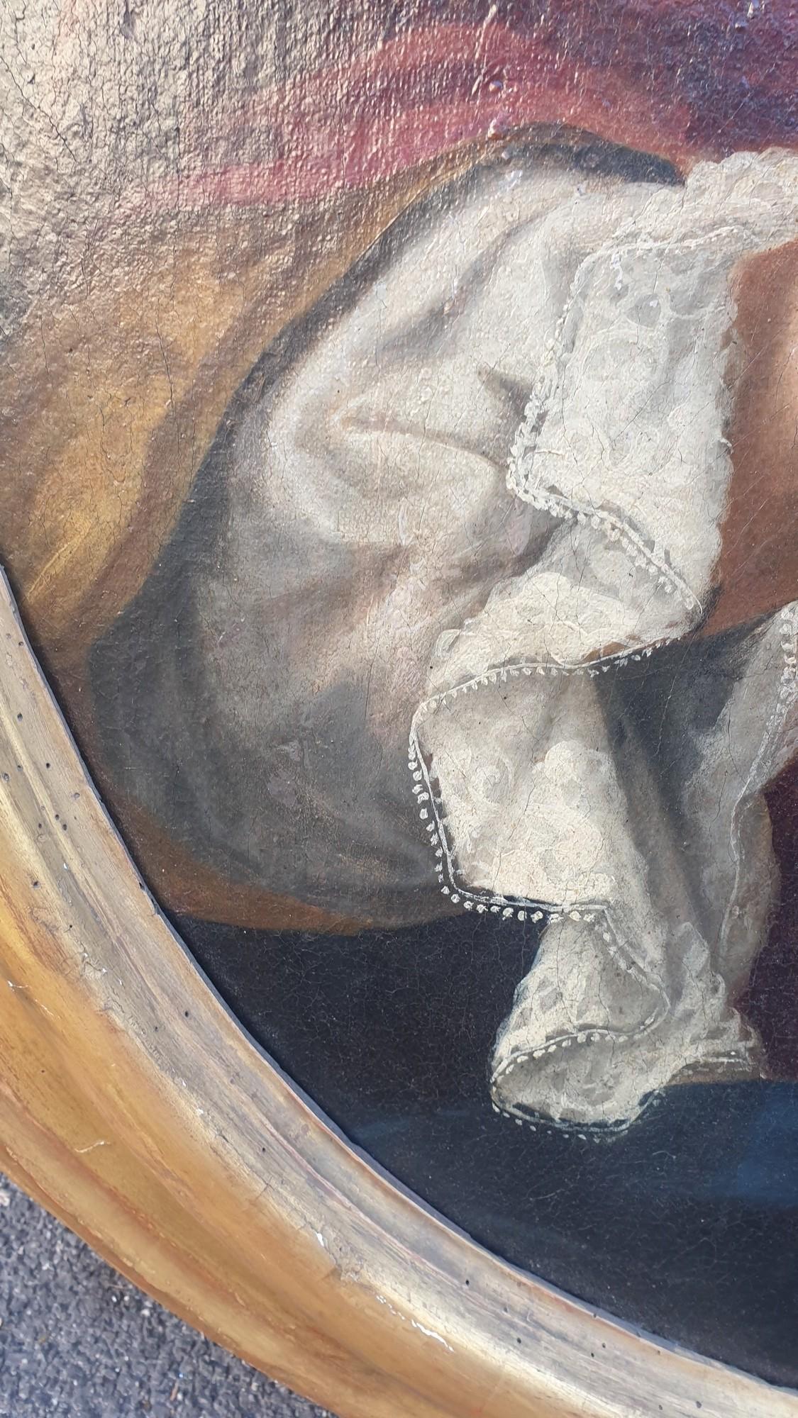 Porträt einer Dame mit Fächern, gerahmt, ovales Porträt, achtzehn Jahrhundert im Angebot 6