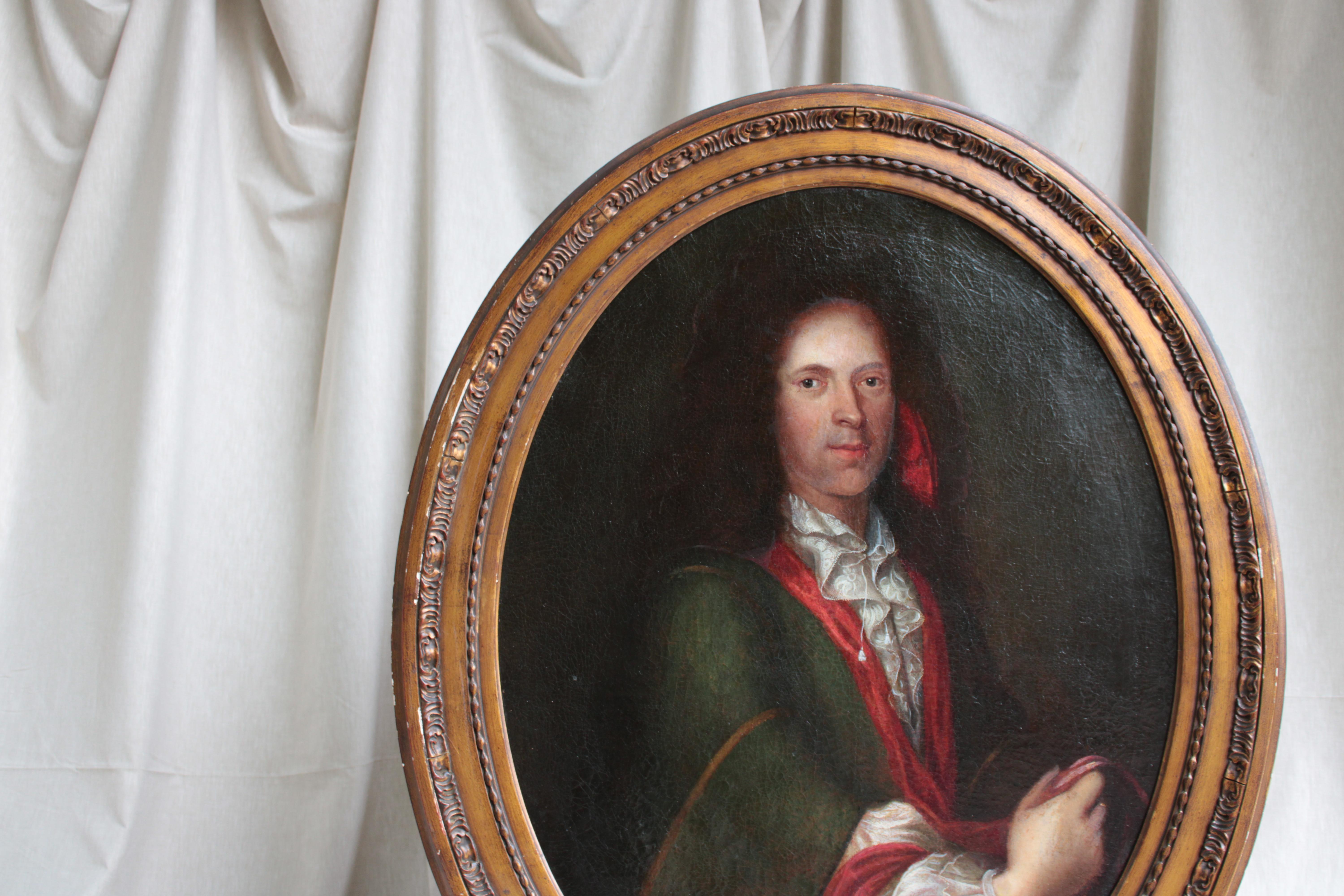 Portrait of Lars Gathenhielm '1689-1718' in Gilded Worked Frame For Sale 1