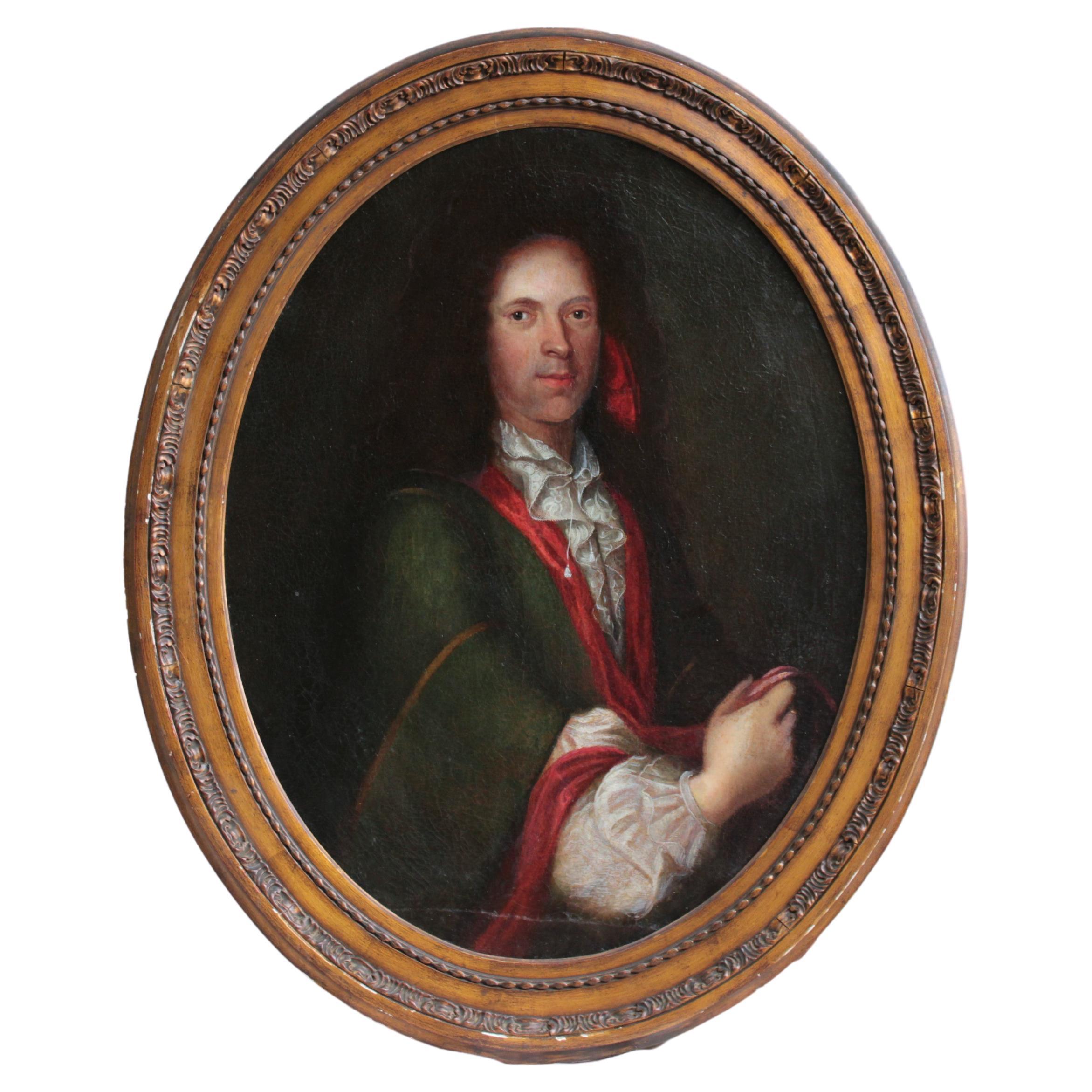 Portrait of Lars Gathenhielm '1689-1718' in Gilded Worked Frame For Sale