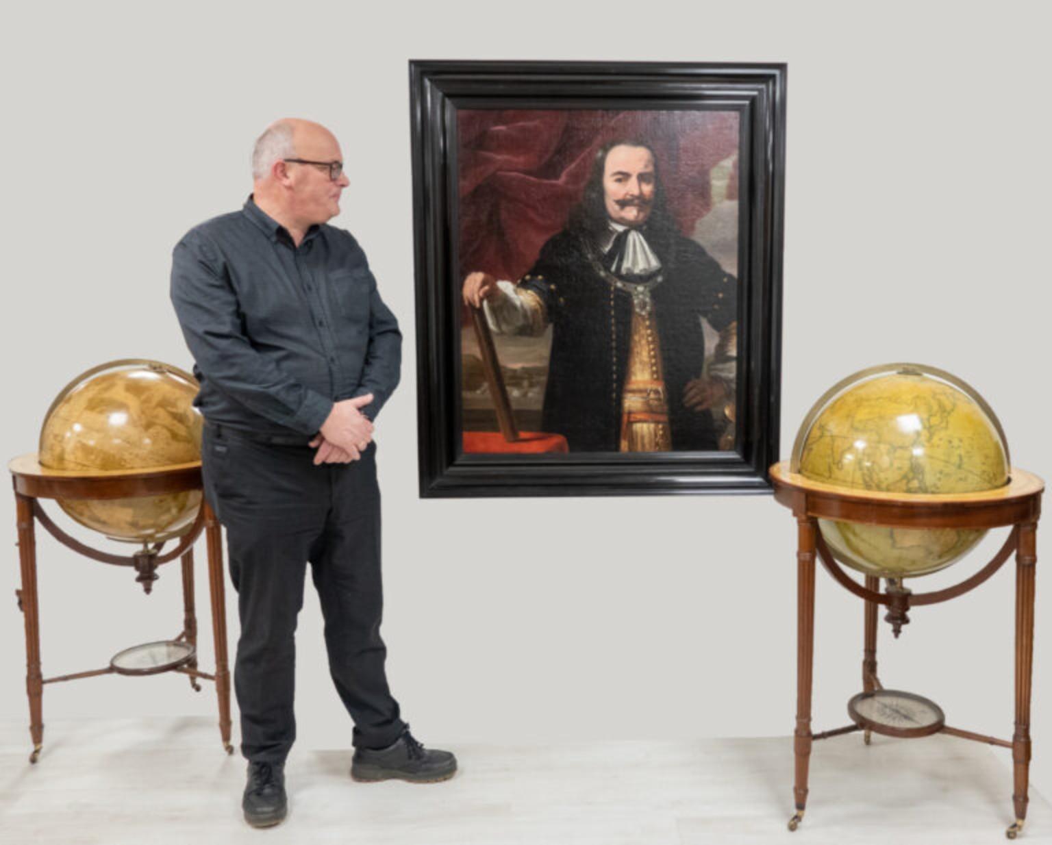 Dimensions: 105 x 84,5 cm
Medium & Support: Oil on canvas

Description:
The composition of the painting offered here is derived from five almost identical portraits of De Ruyter, which were painted by Ferdinand Bol and his workshop in 1667. De