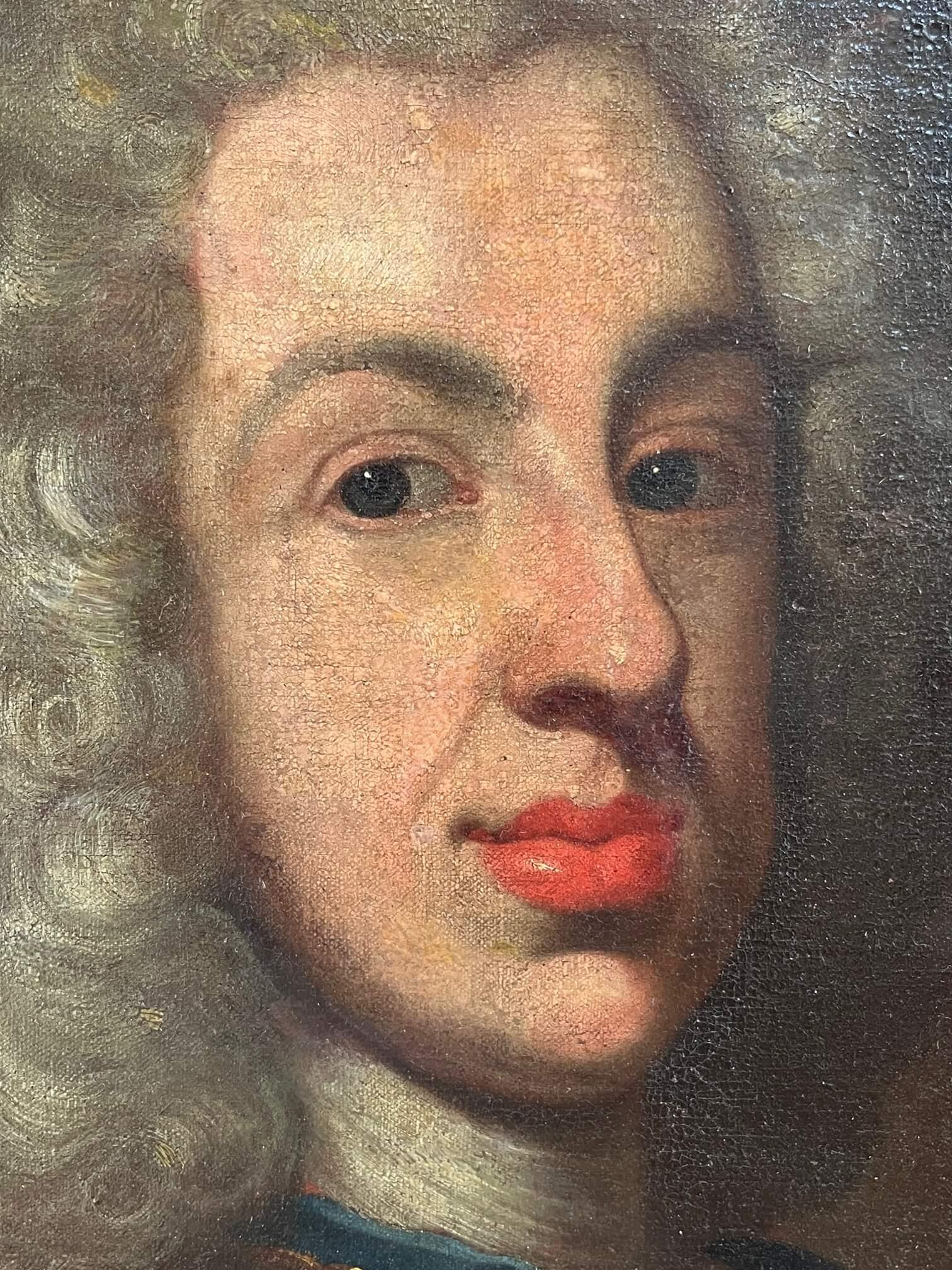 Fatto a mano Ritratto di Luigi Giorgio, Margravio di Baden-Baden, olio su tela, CIRCA 1725 in vendita