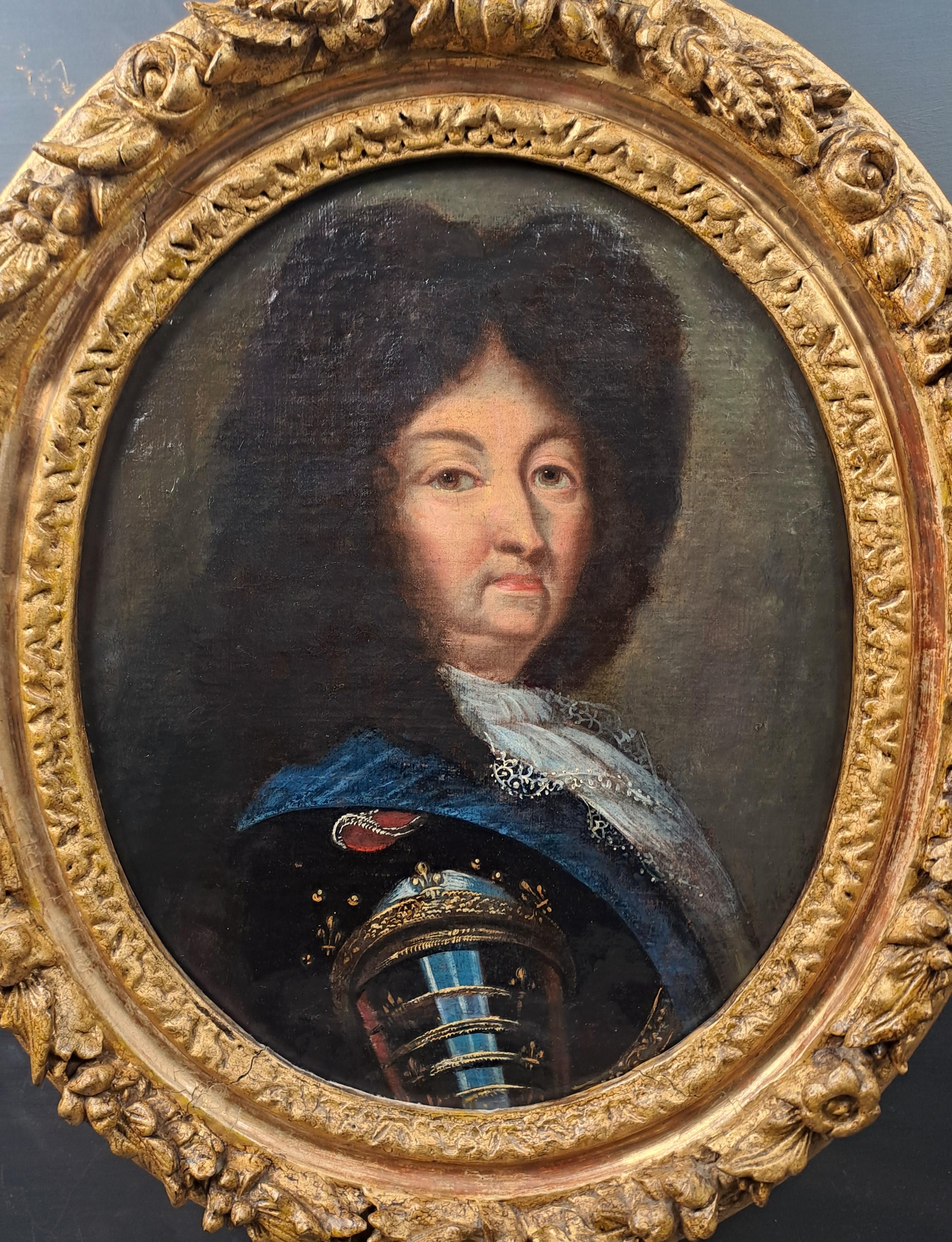 17th Century Portrait Of Louis XIV In Armor - Follower Of Hyacinthe Rigaud (1659 - 1743)