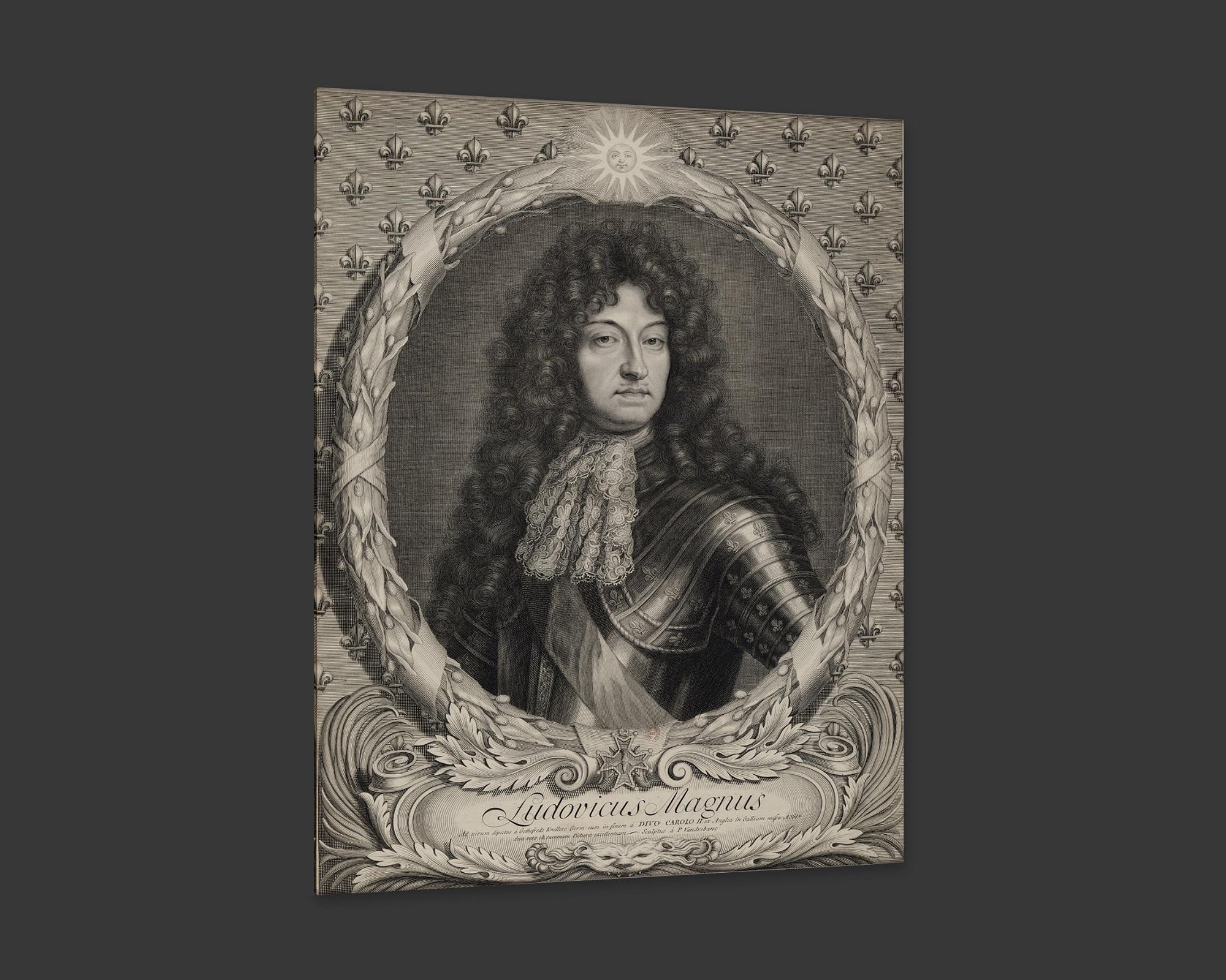 French Portrait of Louis XIV of France, After Engraving by Peter Vandrebanc For Sale