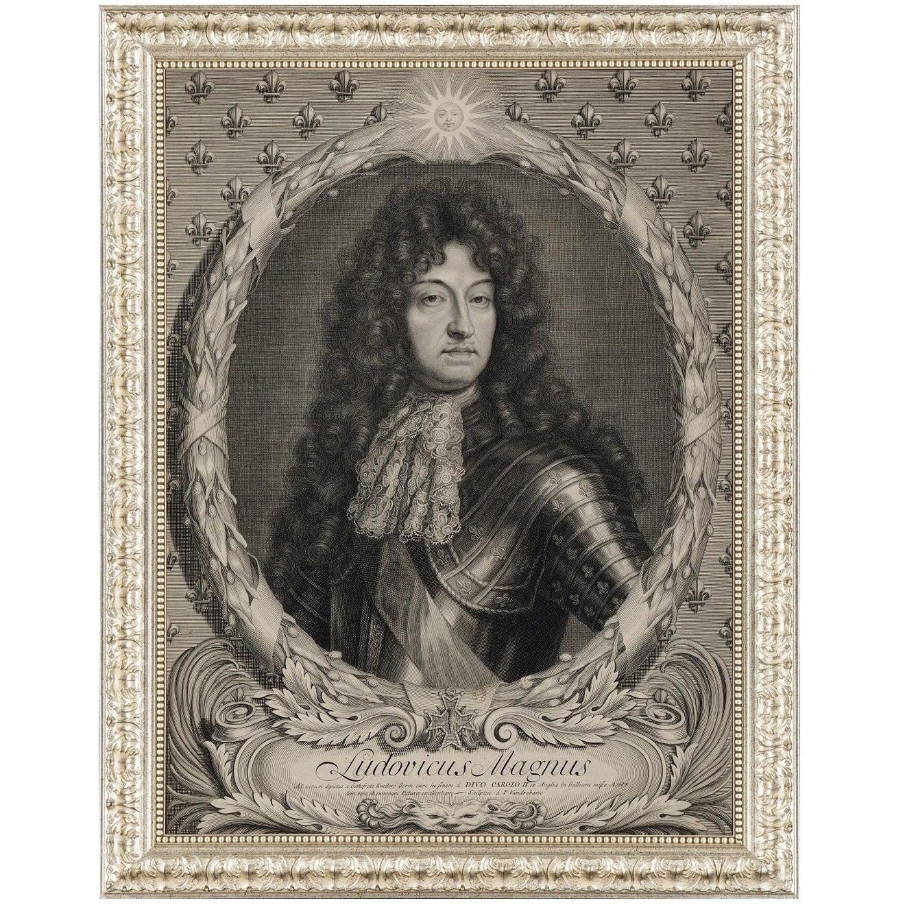Portrait of Louis XIV of France, After Engraving by Peter Vandrebanc For Sale