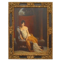 Portrait of Madame Recamier 1802, Antique Painting, 47x36 Inches