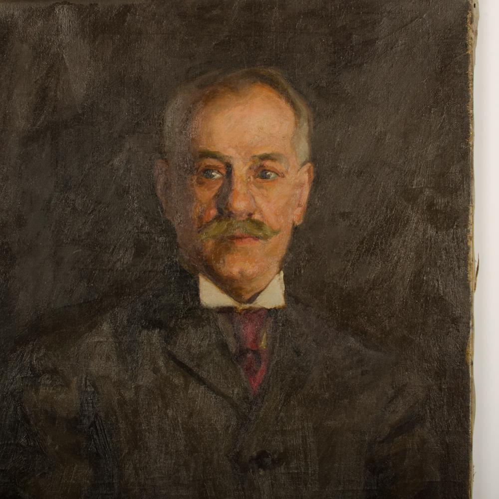 Portrait of Man with Mustache Painting In Good Condition For Sale In Philadelphia, PA