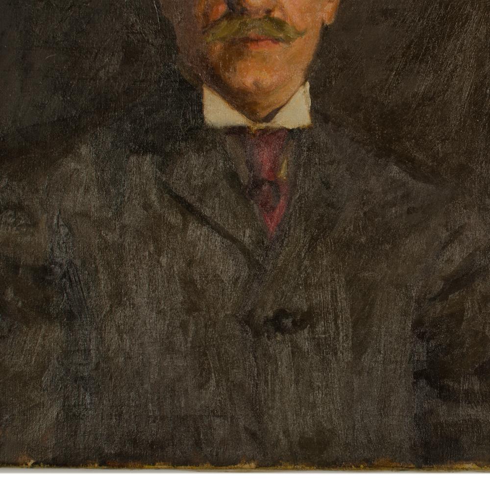 Canvas Portrait of Man with Mustache Painting For Sale