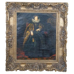 Portrait of Marchesa Balbi After Anthony van Dyck Oil on Canvas Painting 33"